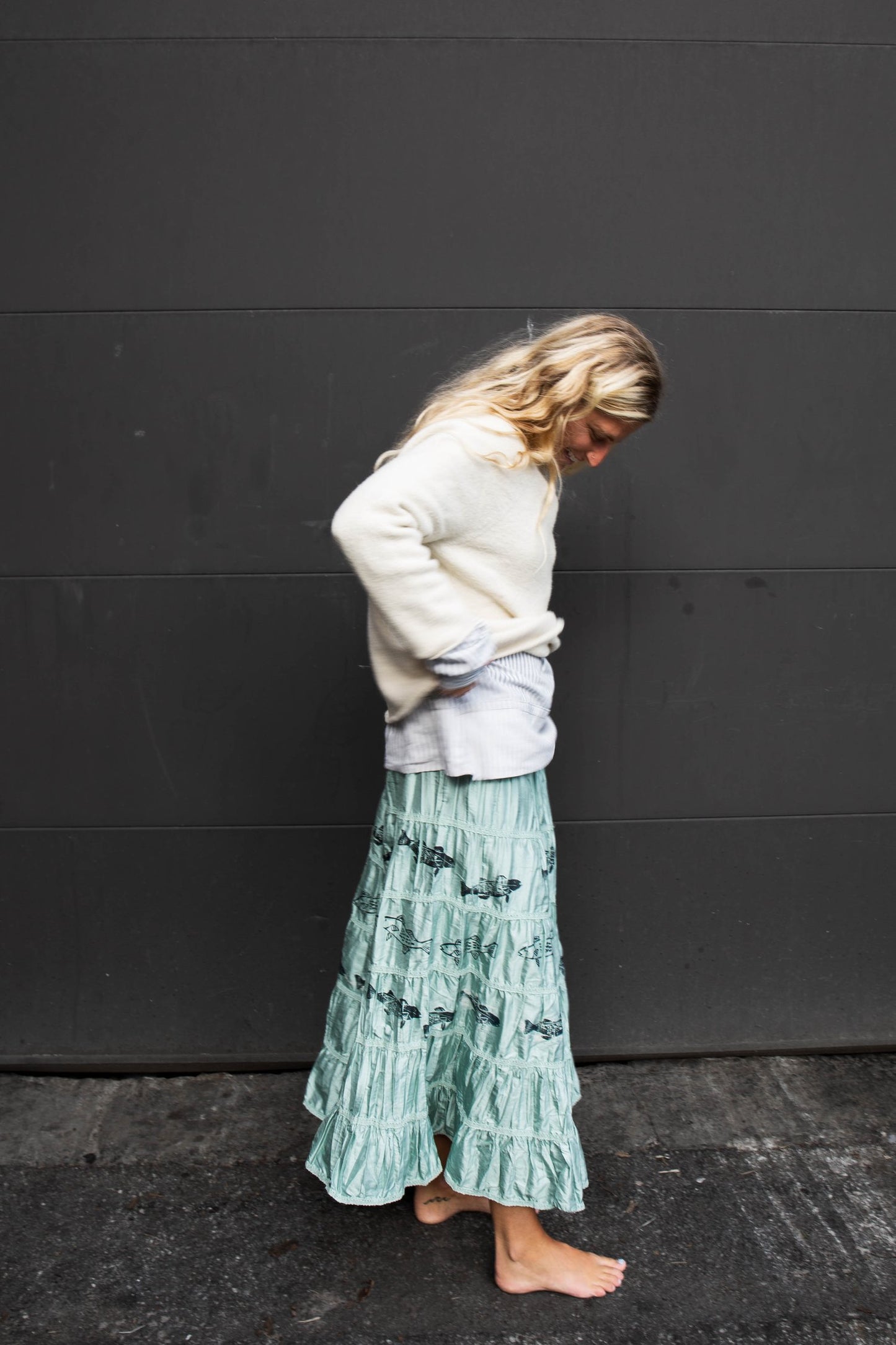 Silk Fish Tiered Skirt