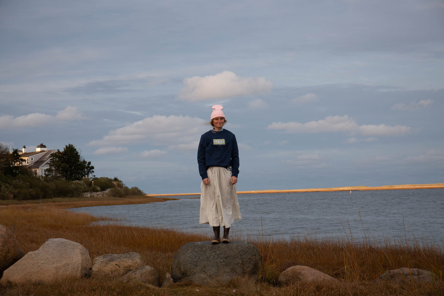 Fish Crewneck, Navy Gingham - PREORDER 4/19