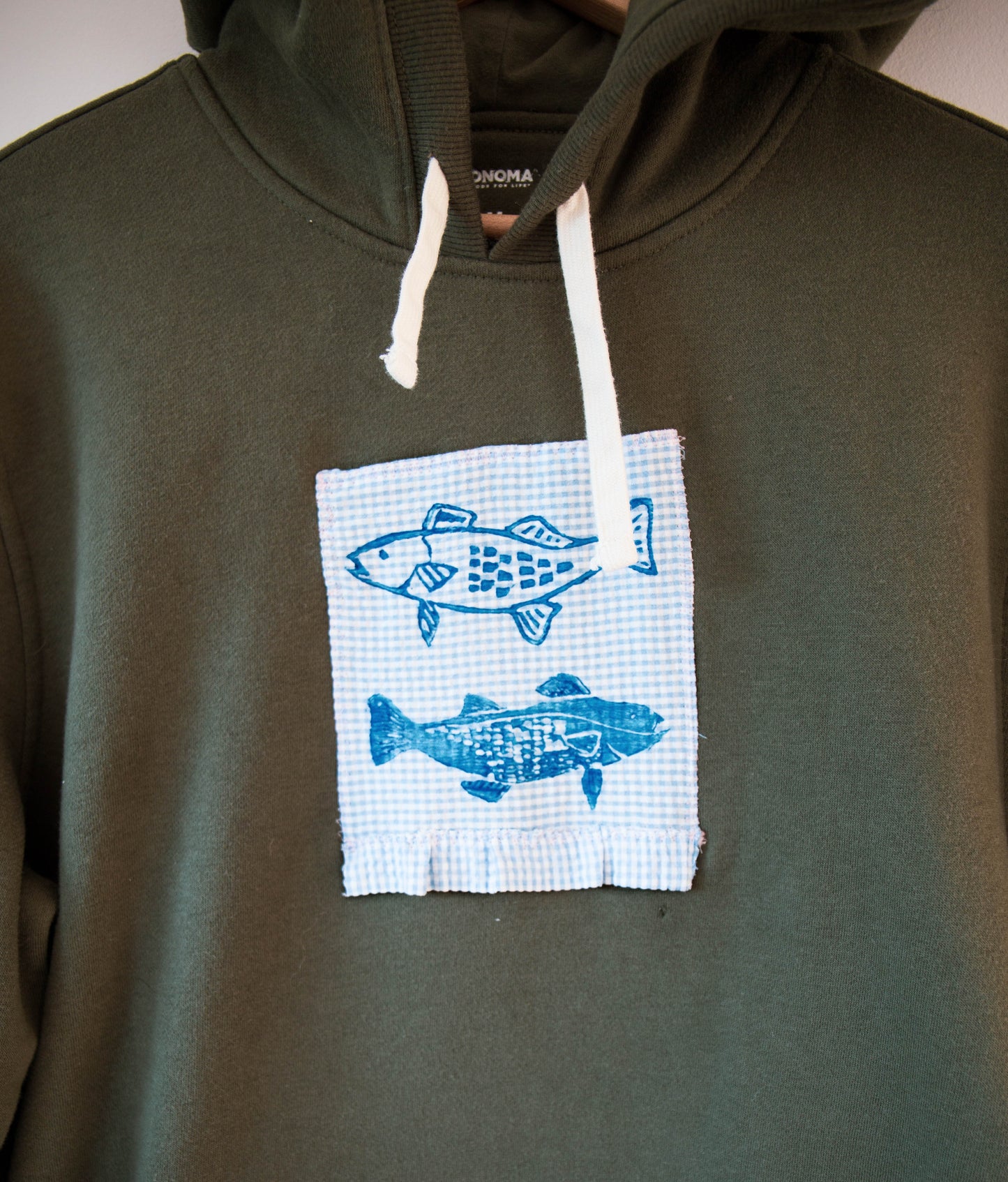 Olive Ruffle Gingham Hoodie, M