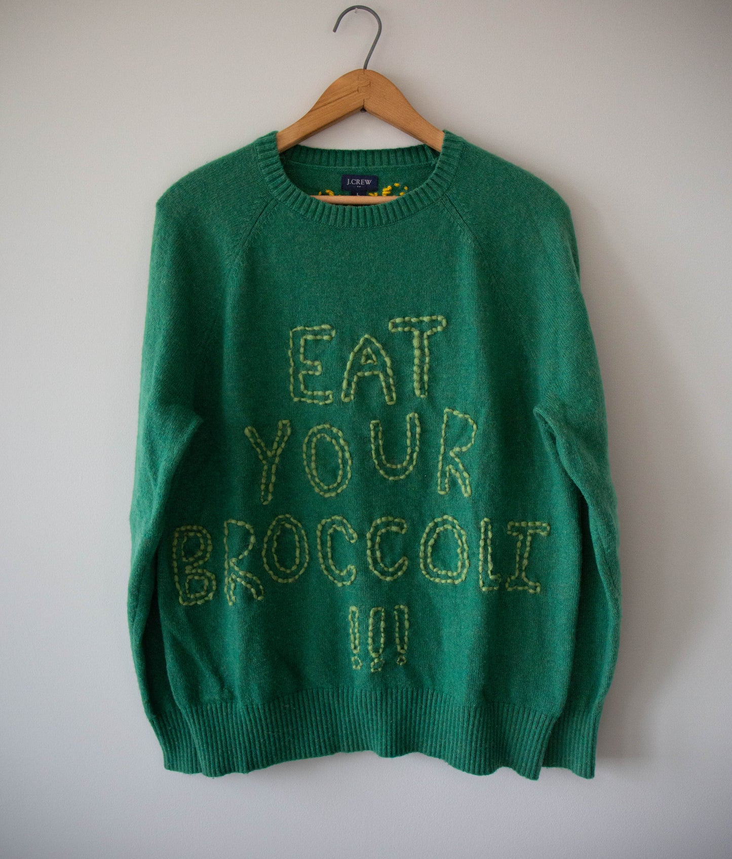 Eat Your Broccoli!!! Hand-Stitched Sweater