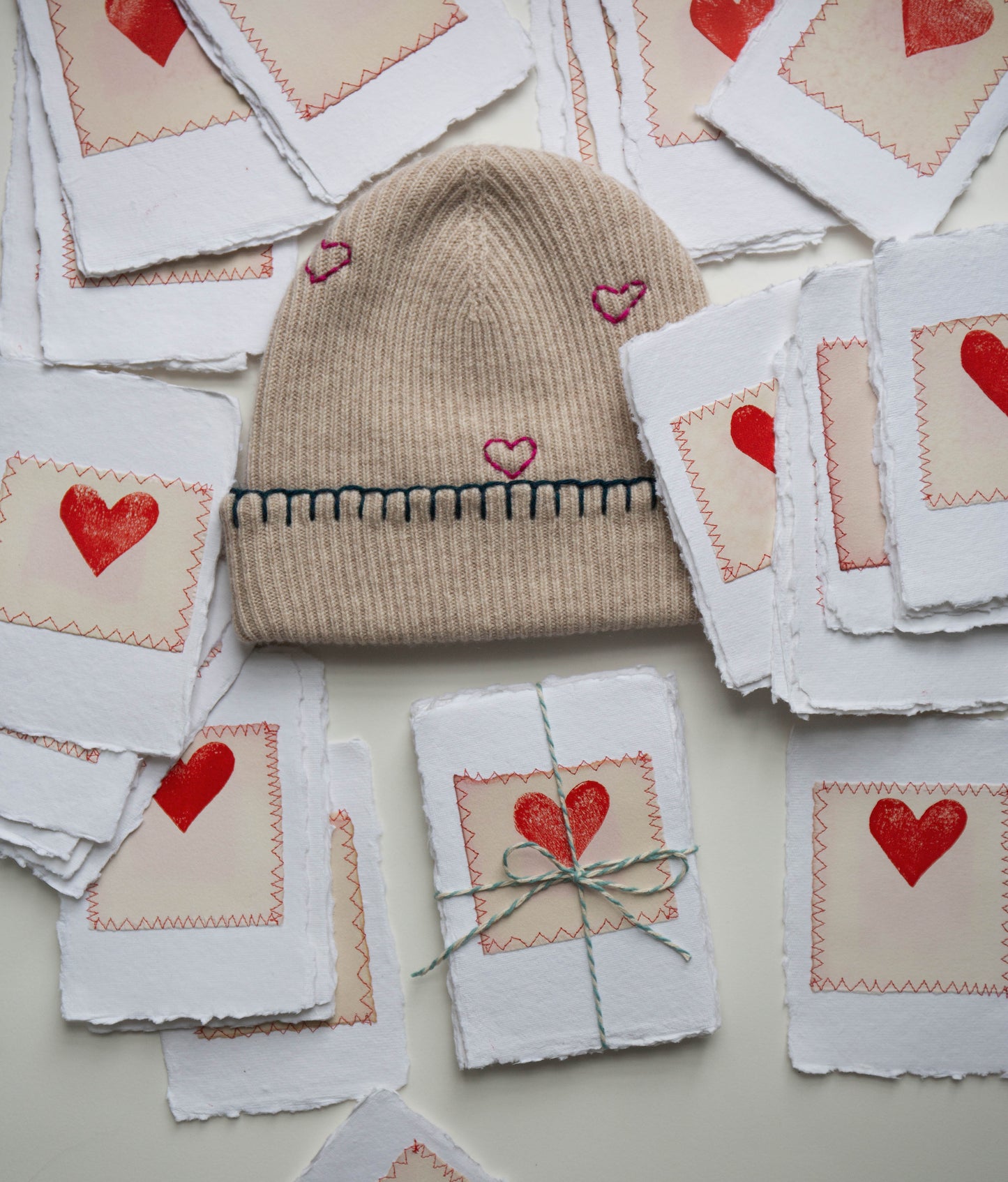 Naturally Dyed Heart Print, Set of 3