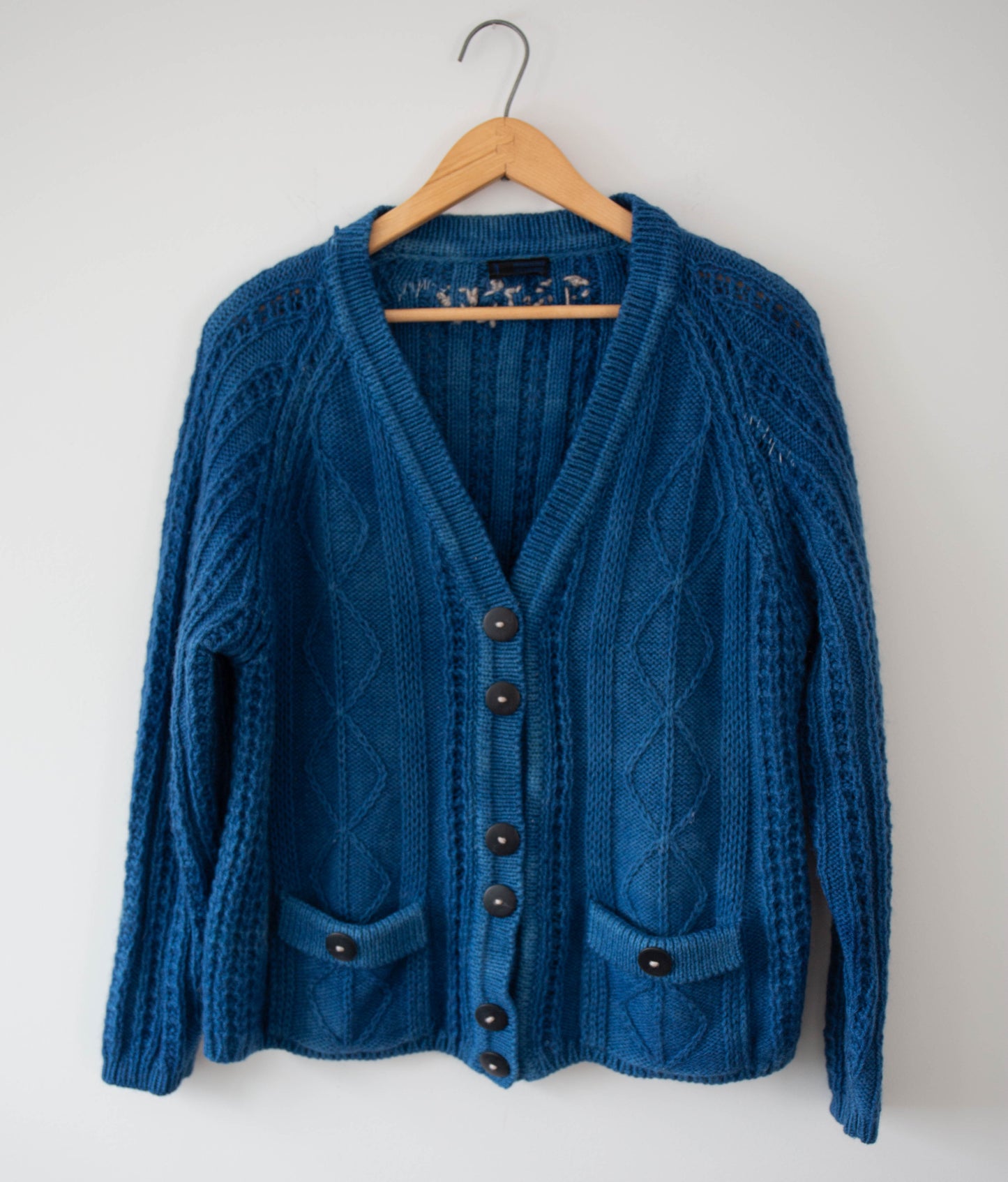 Indigo Dyed Wool Cardigan, S/M