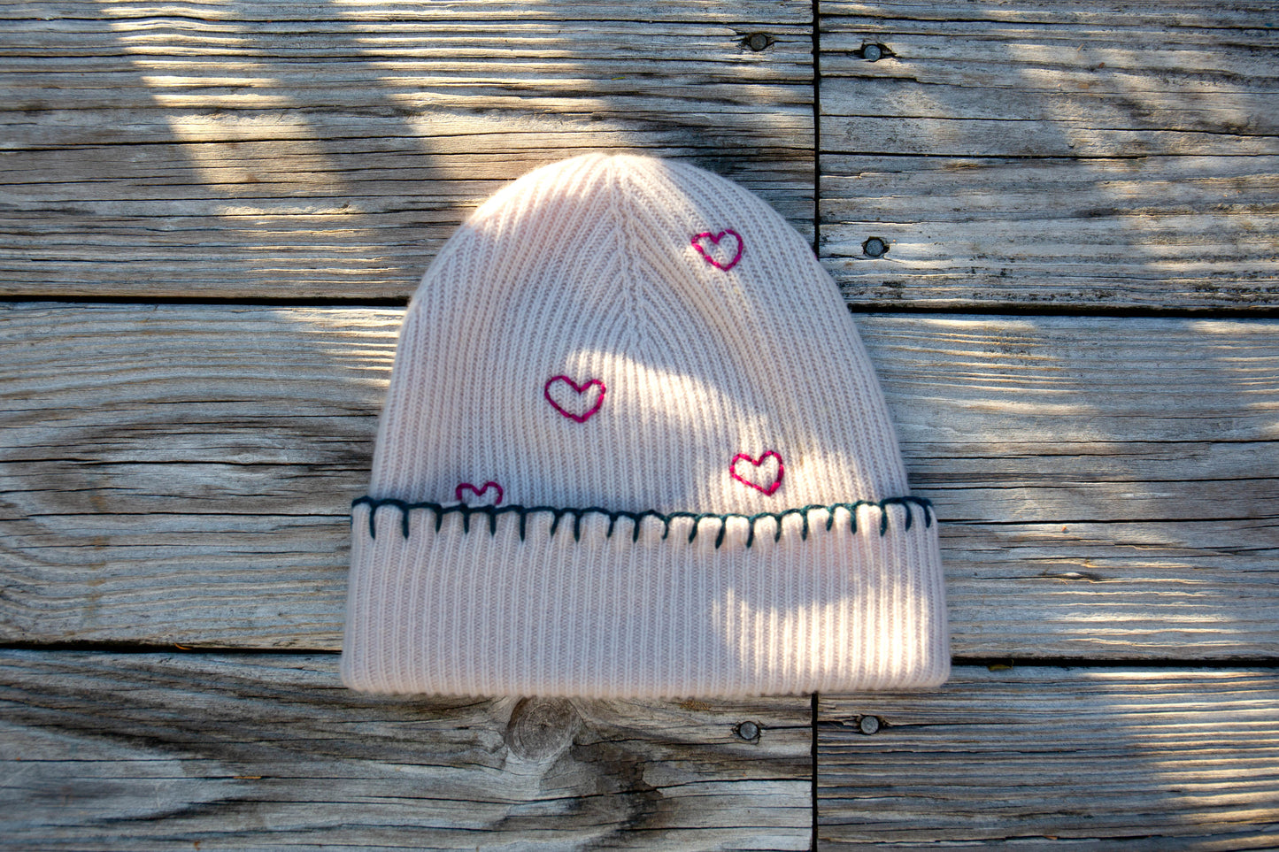 Wool + Cashmere Heart Hat, Cream