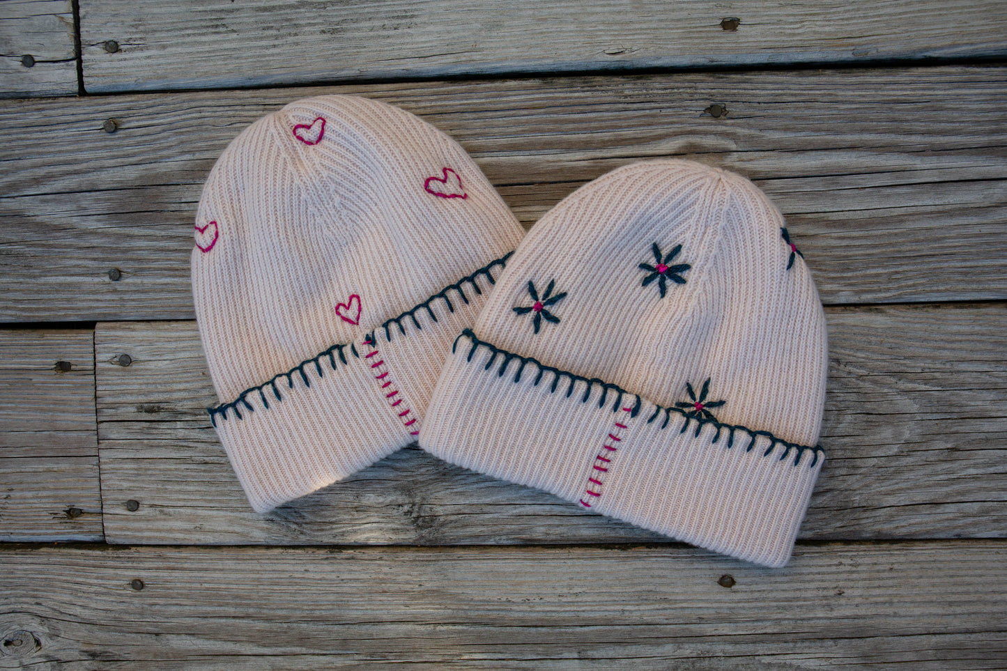 Wool + Cashmere Heart Hat, Cream
