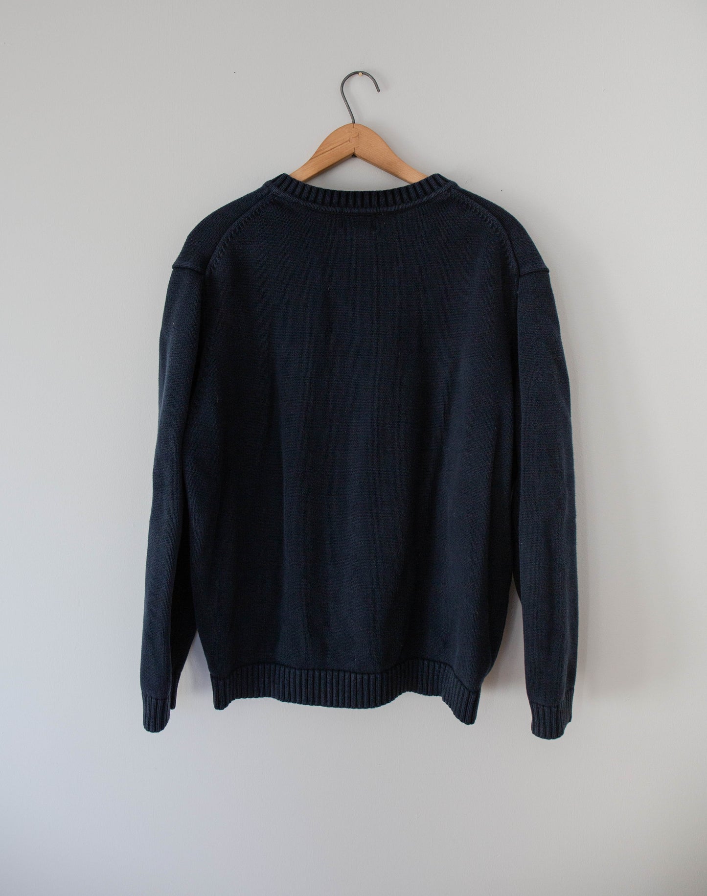 Float V-Neck Cotton Knit Sweater, XL