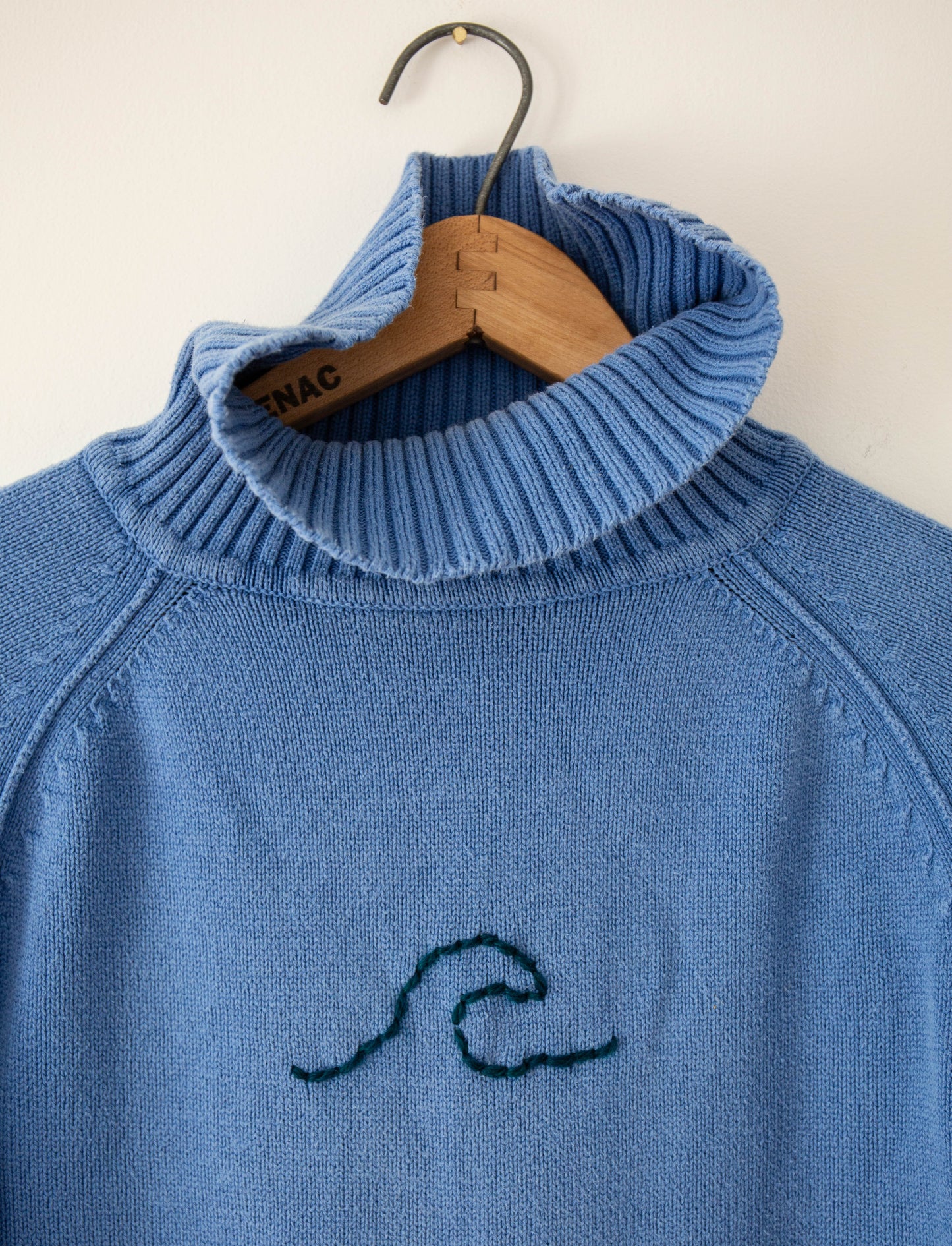 Blue Wave Turtleneck Cotton Knit, S