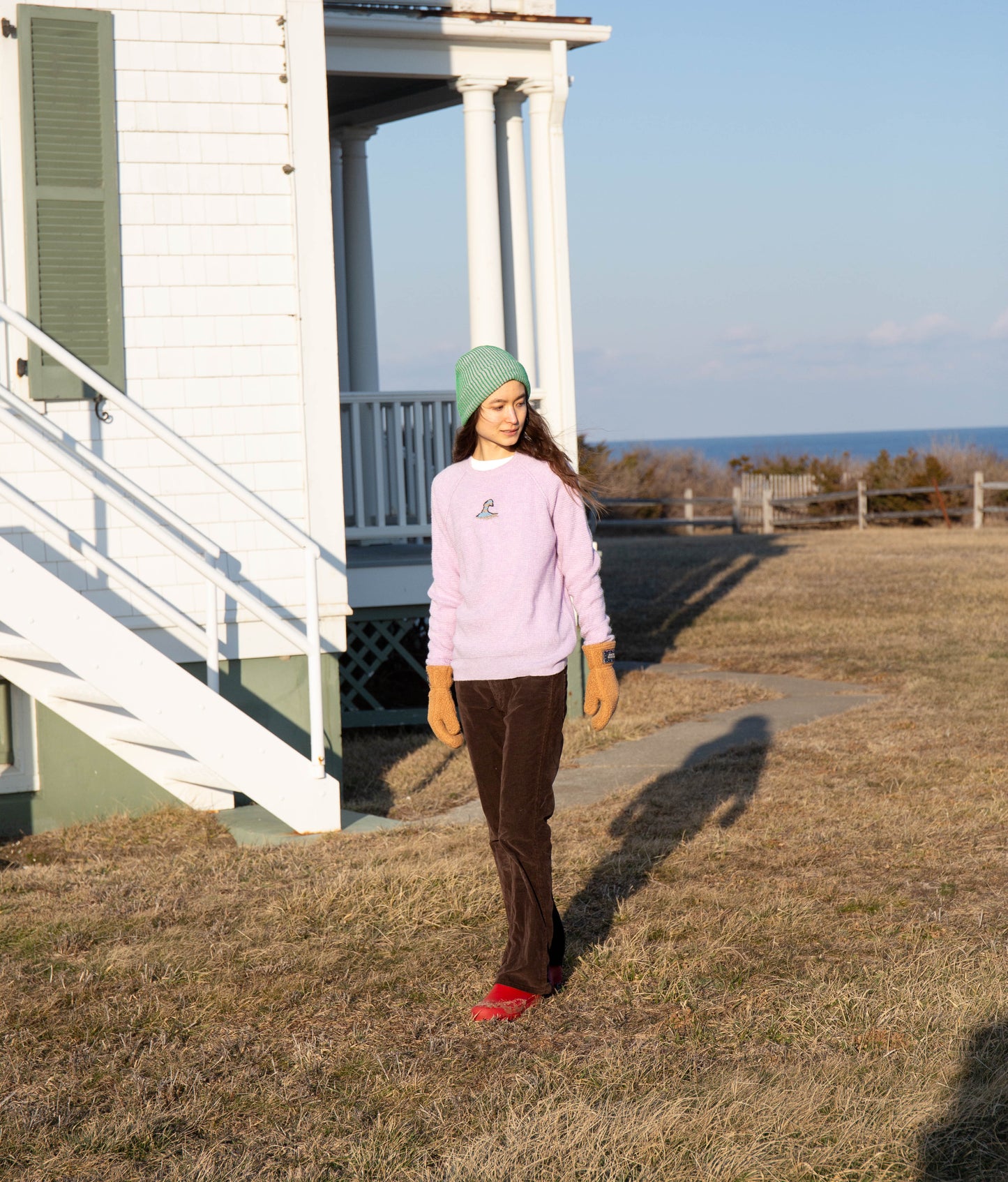 Lavender Cashmere Stitched Sweater, Large