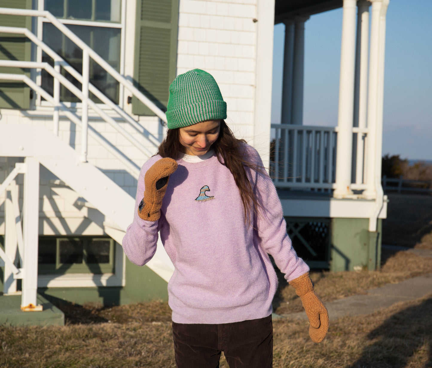 Lavender Cashmere Stitched Sweater, Large
