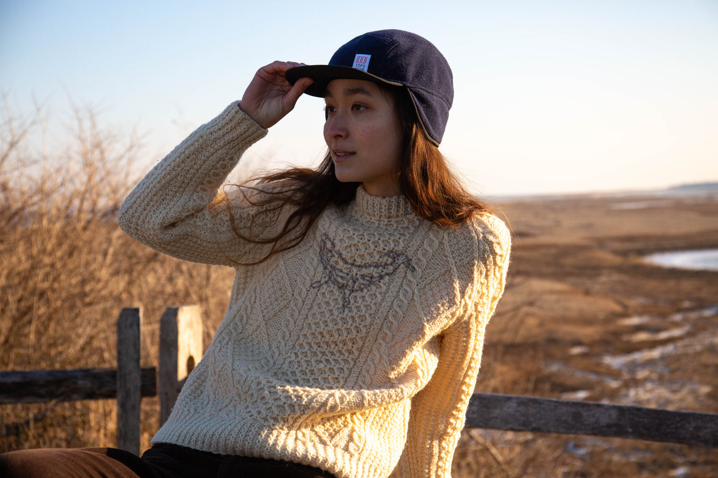 Whale Cableknit Wool Sweater, Small/Med
