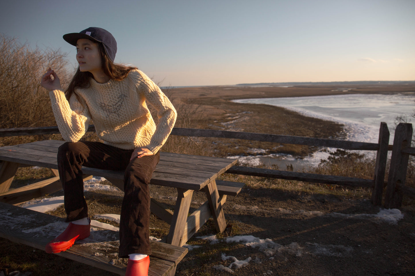 Whale Cableknit Wool Sweater, Small/Med