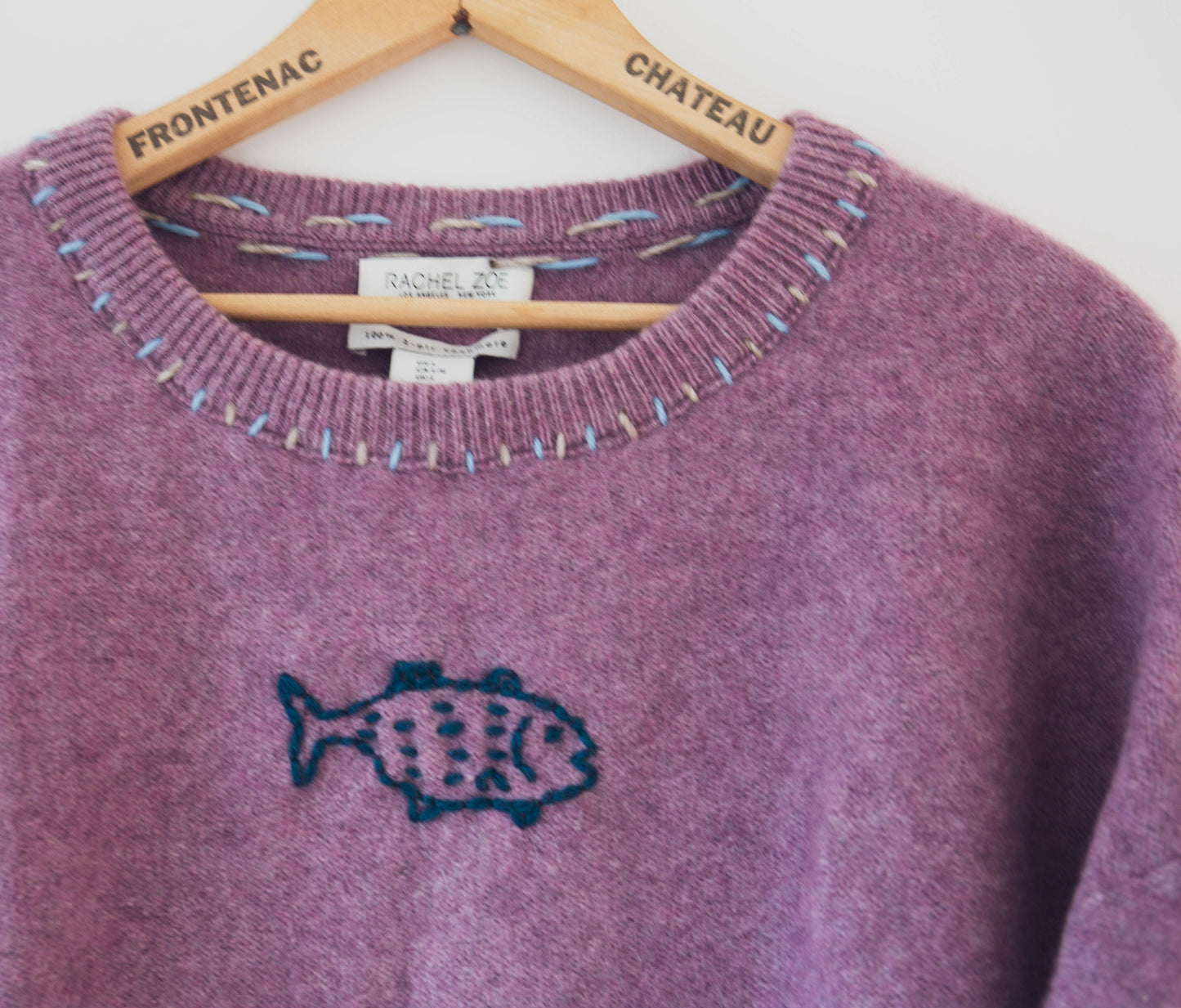 Fish Cashmere Sweater in Mauve, L