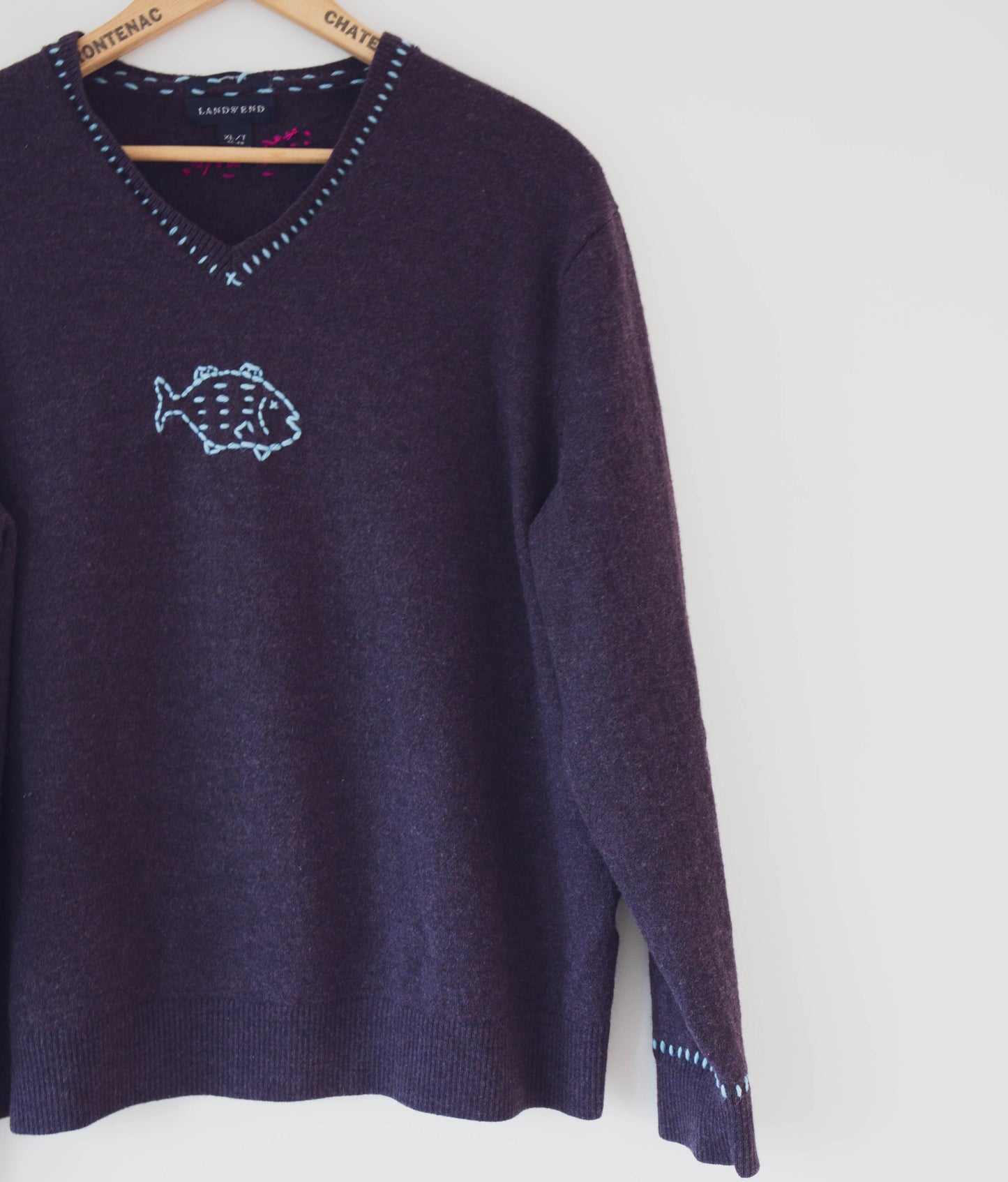 Plum Wool Sweater, XL