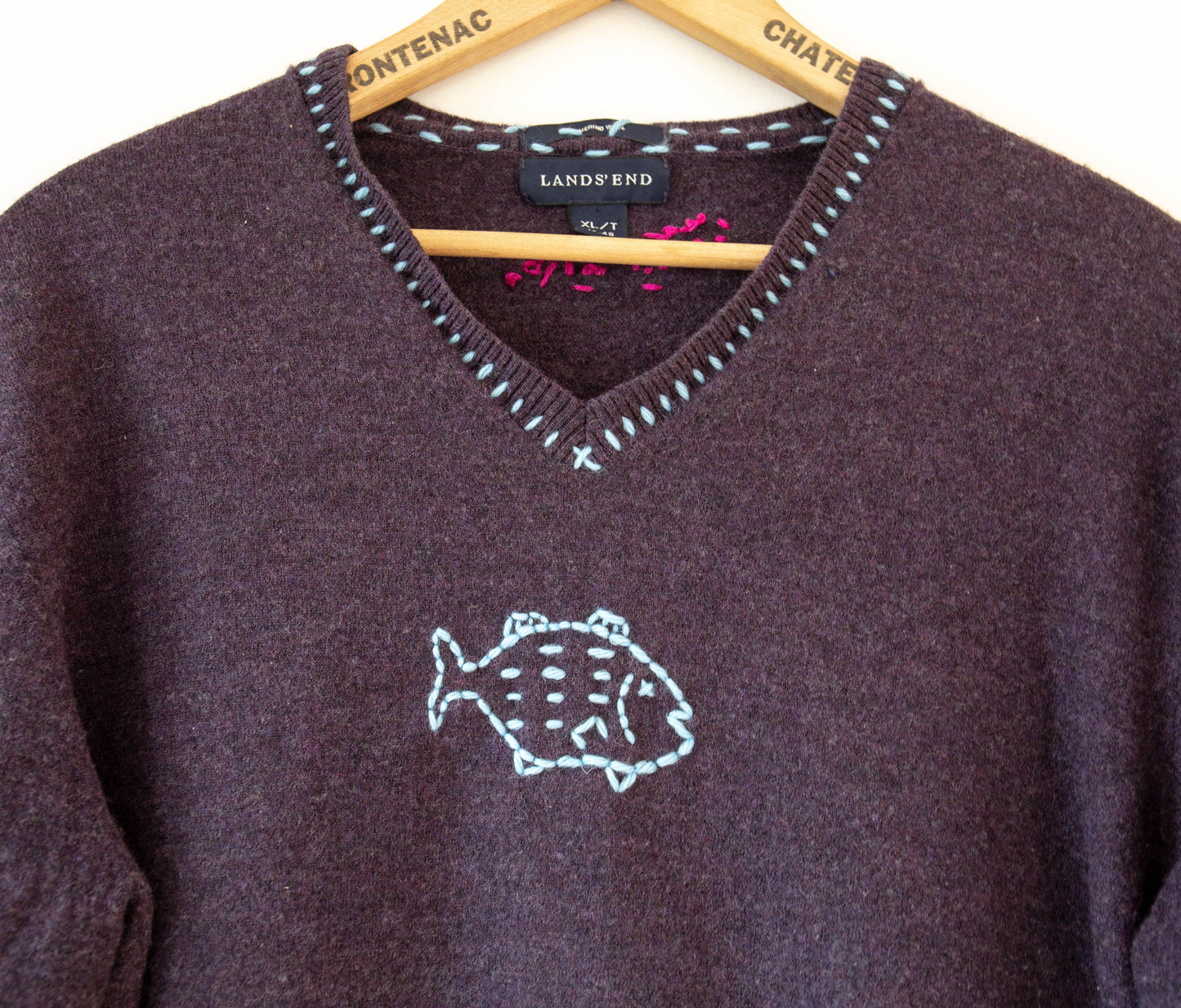 Plum Wool Sweater, XL