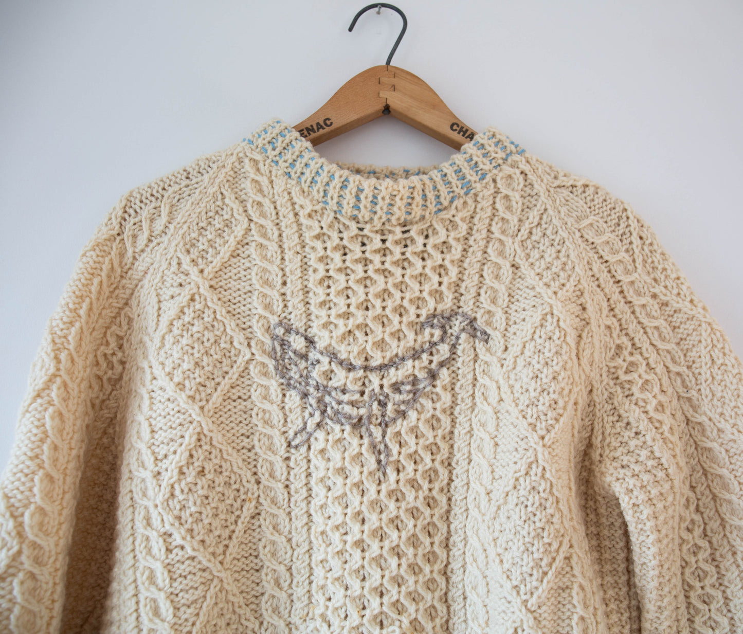 Whale Cableknit Wool Sweater, Small/Med