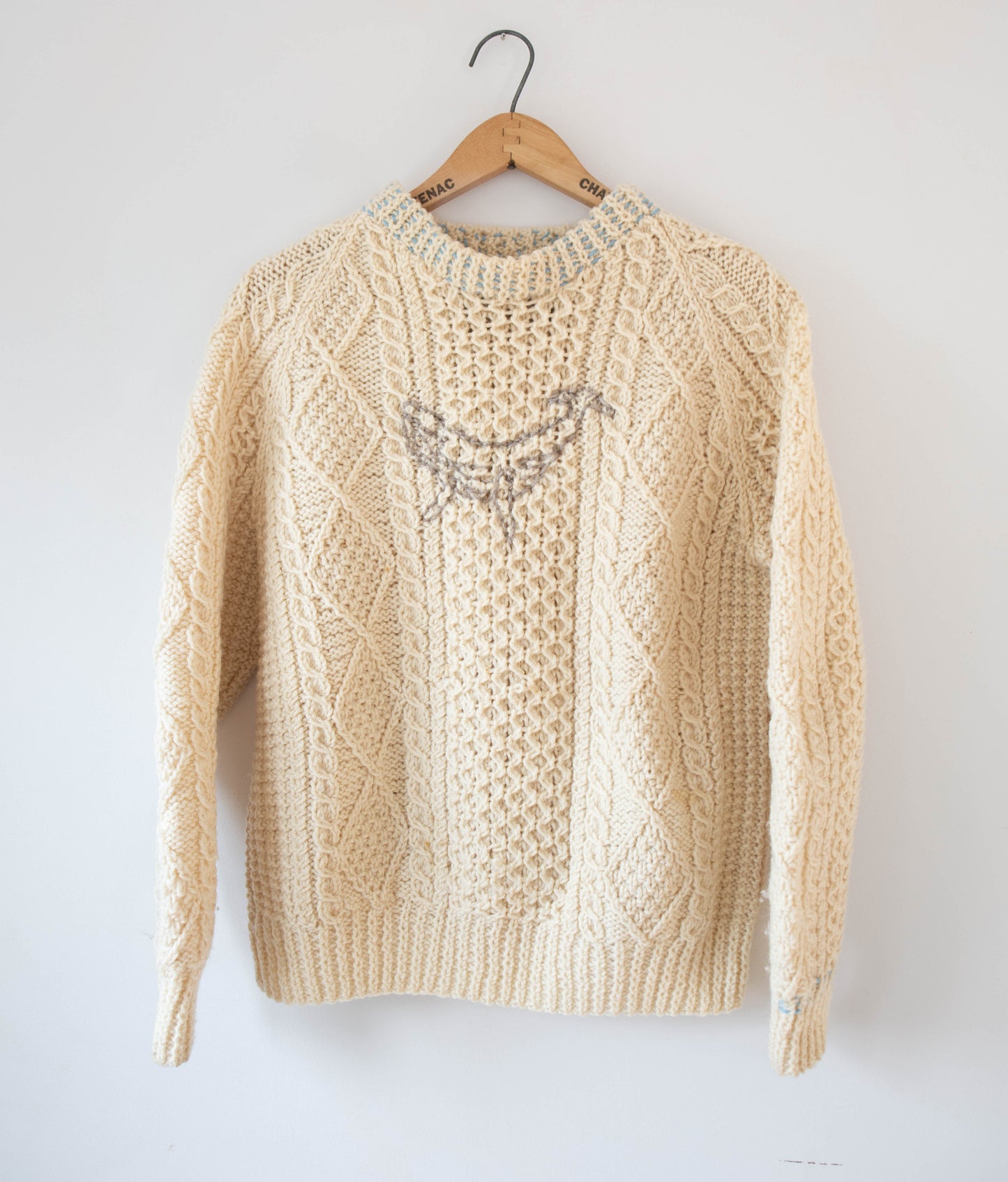 Whale Cableknit Wool Sweater, Small/Med