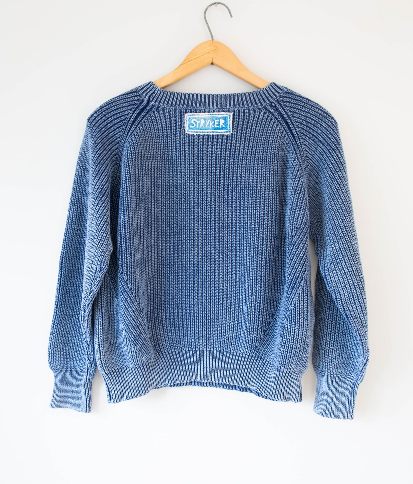 Navy Boatneck Embroidered Knit Sweater, S