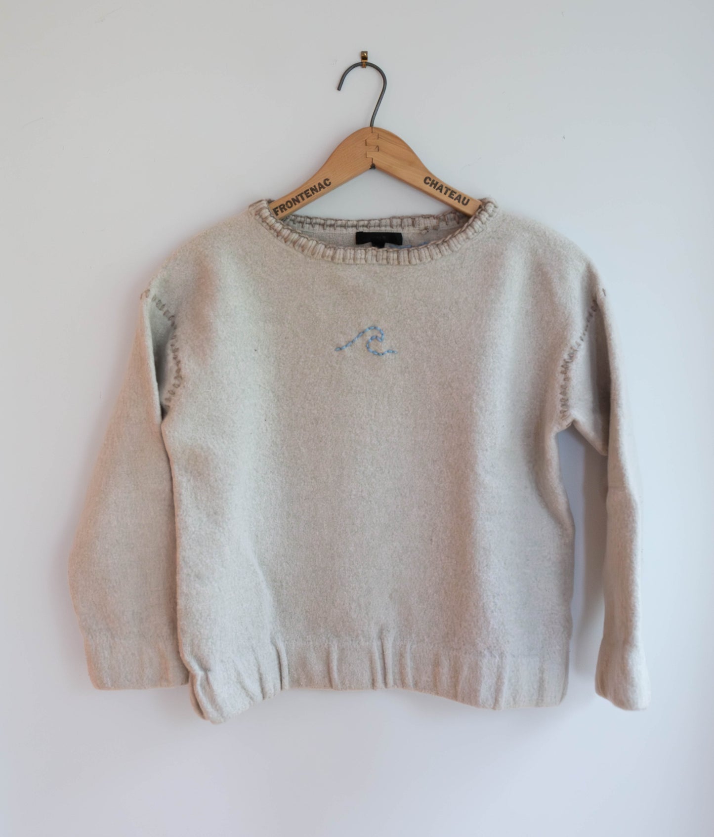 Light Grey Wool Wave Sweater, XS