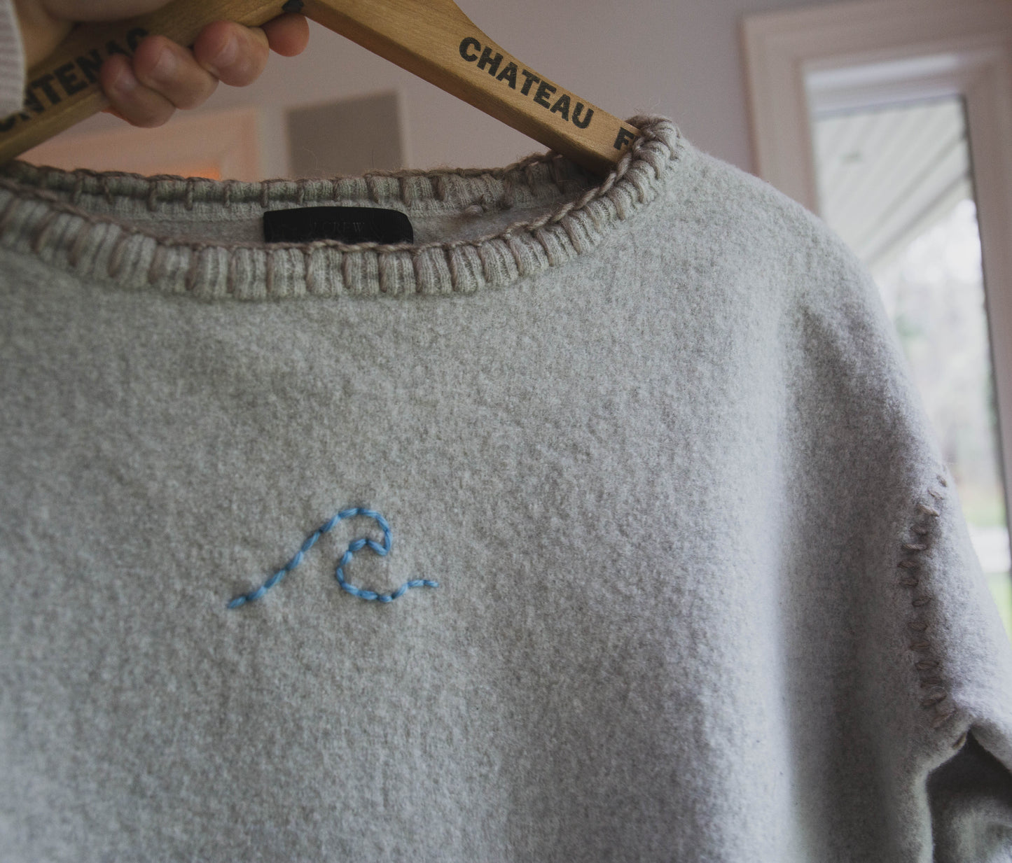 Light Grey Wool Wave Sweater, XS