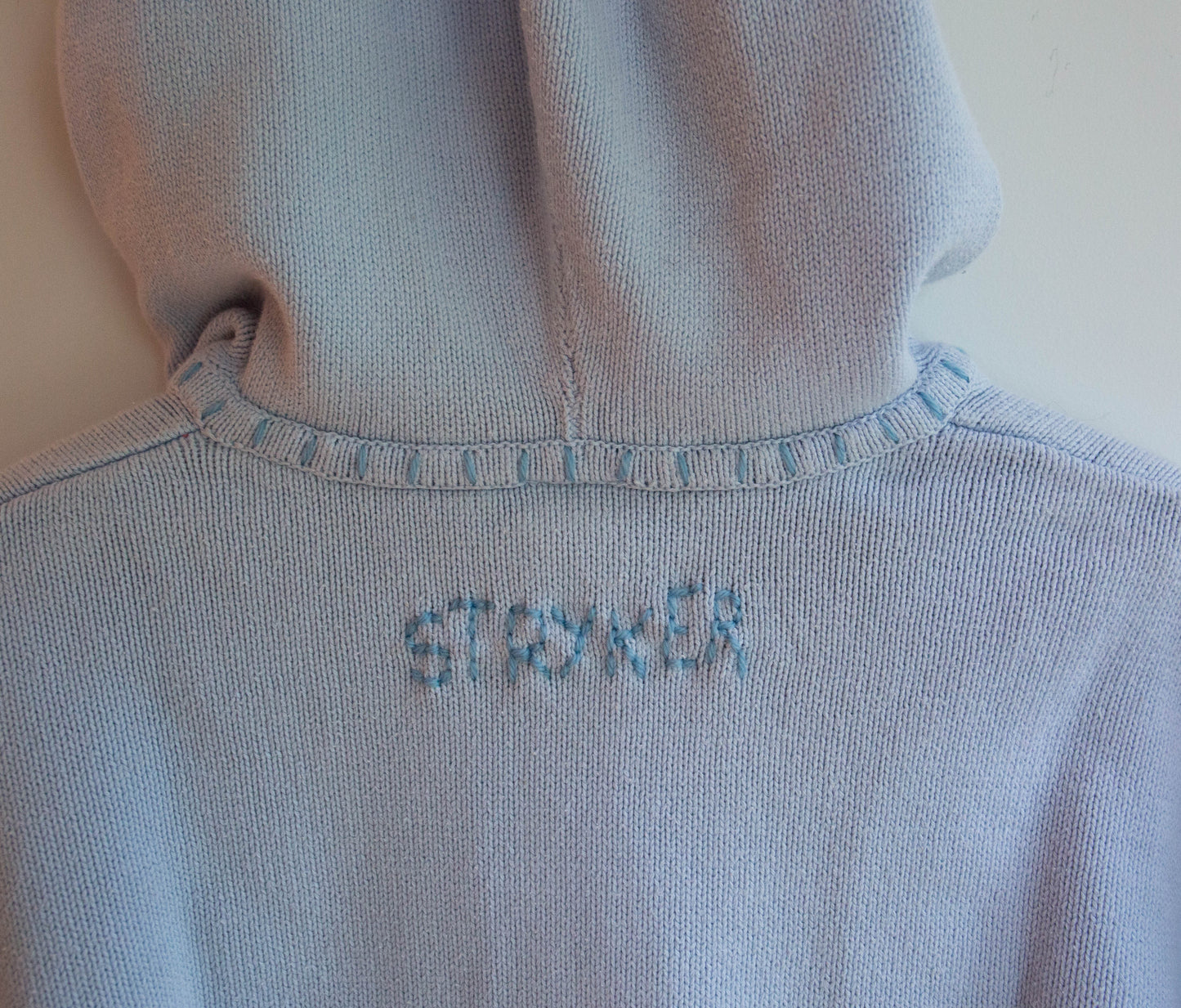 Pastel Rolled Edge Hooded Knit Sweater, XS