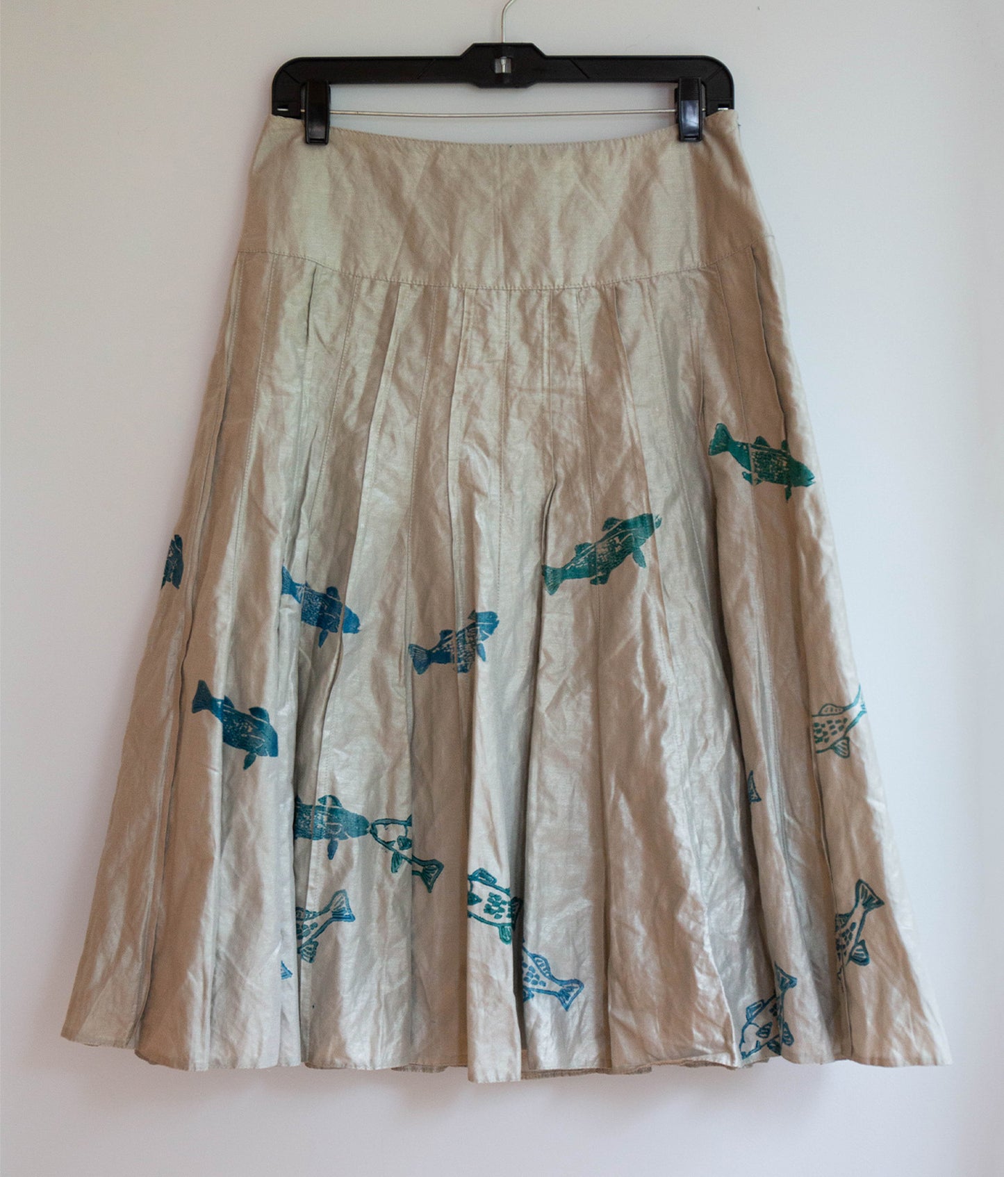 Silver Pleated Drop-Waist Fish Skirt, 6