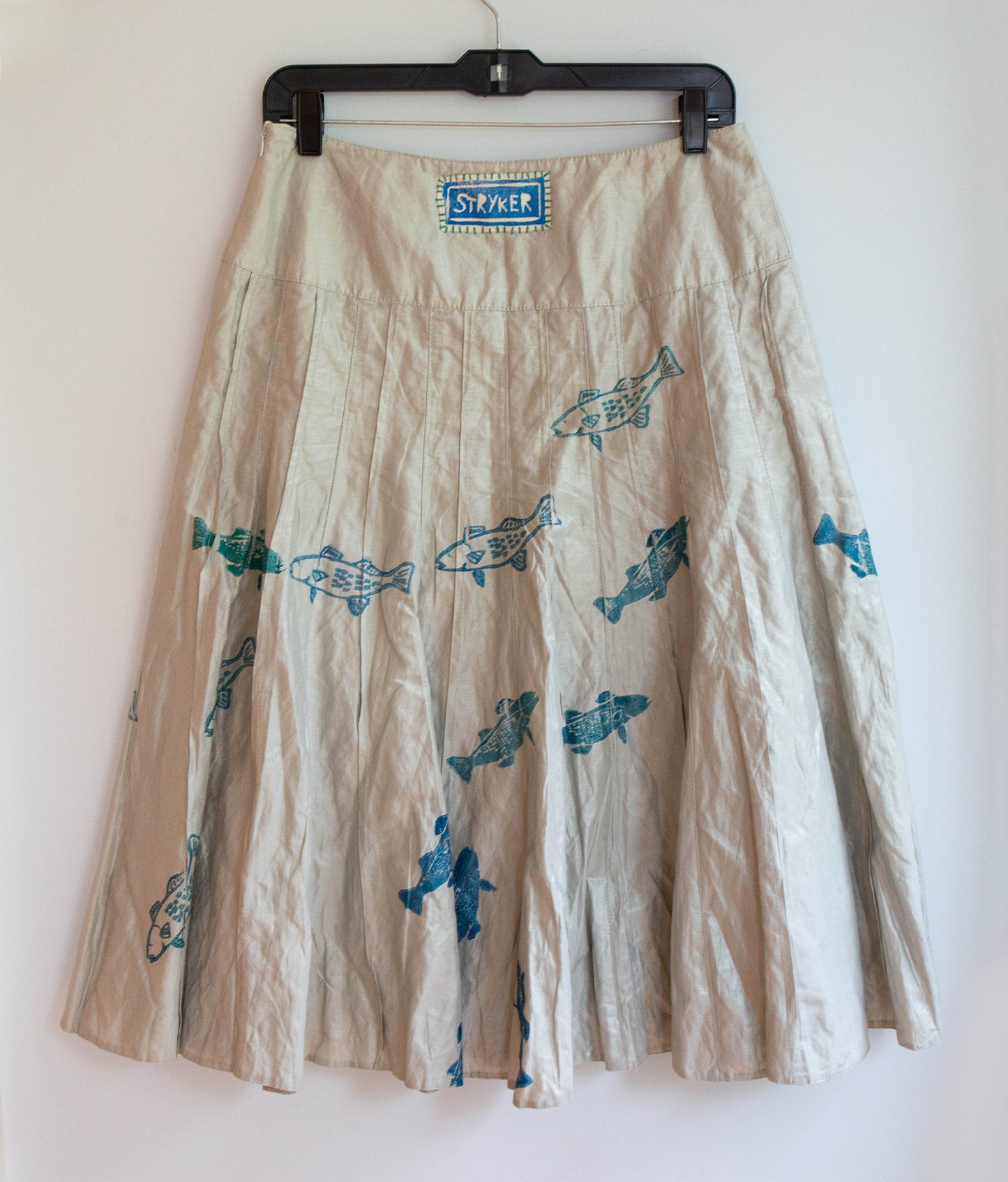 Silver Pleated Drop-Waist Fish Skirt, 6
