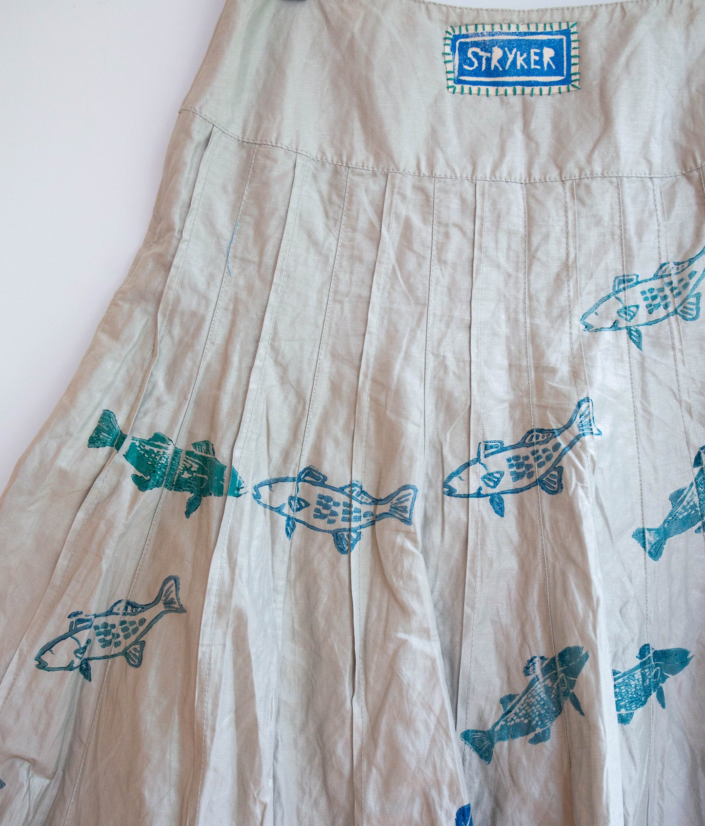 Silver Pleated Drop-Waist Fish Skirt, 6