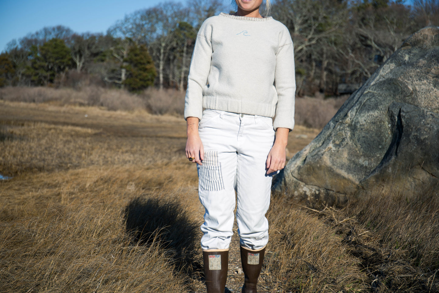 Light Grey Wool Wave Sweater, XS