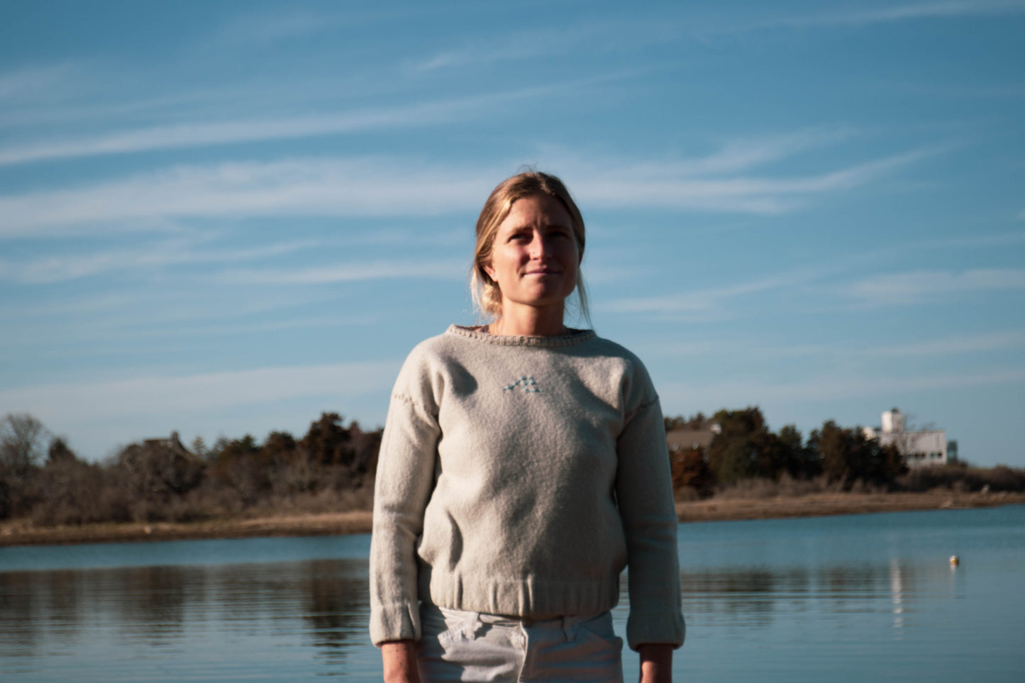 Light Grey Wool Wave Sweater, XS