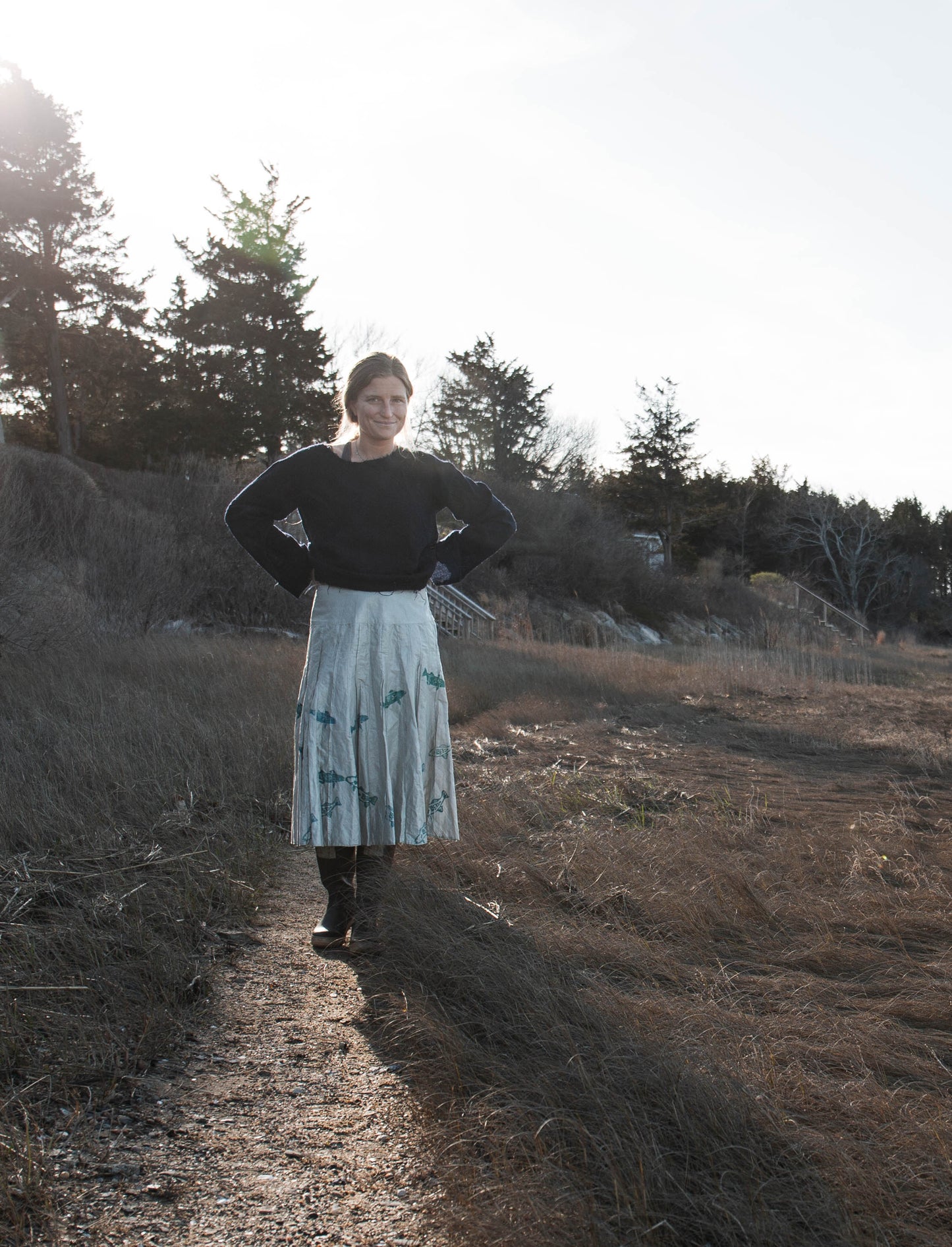 Silver Pleated Drop-Waist Fish Skirt, 6