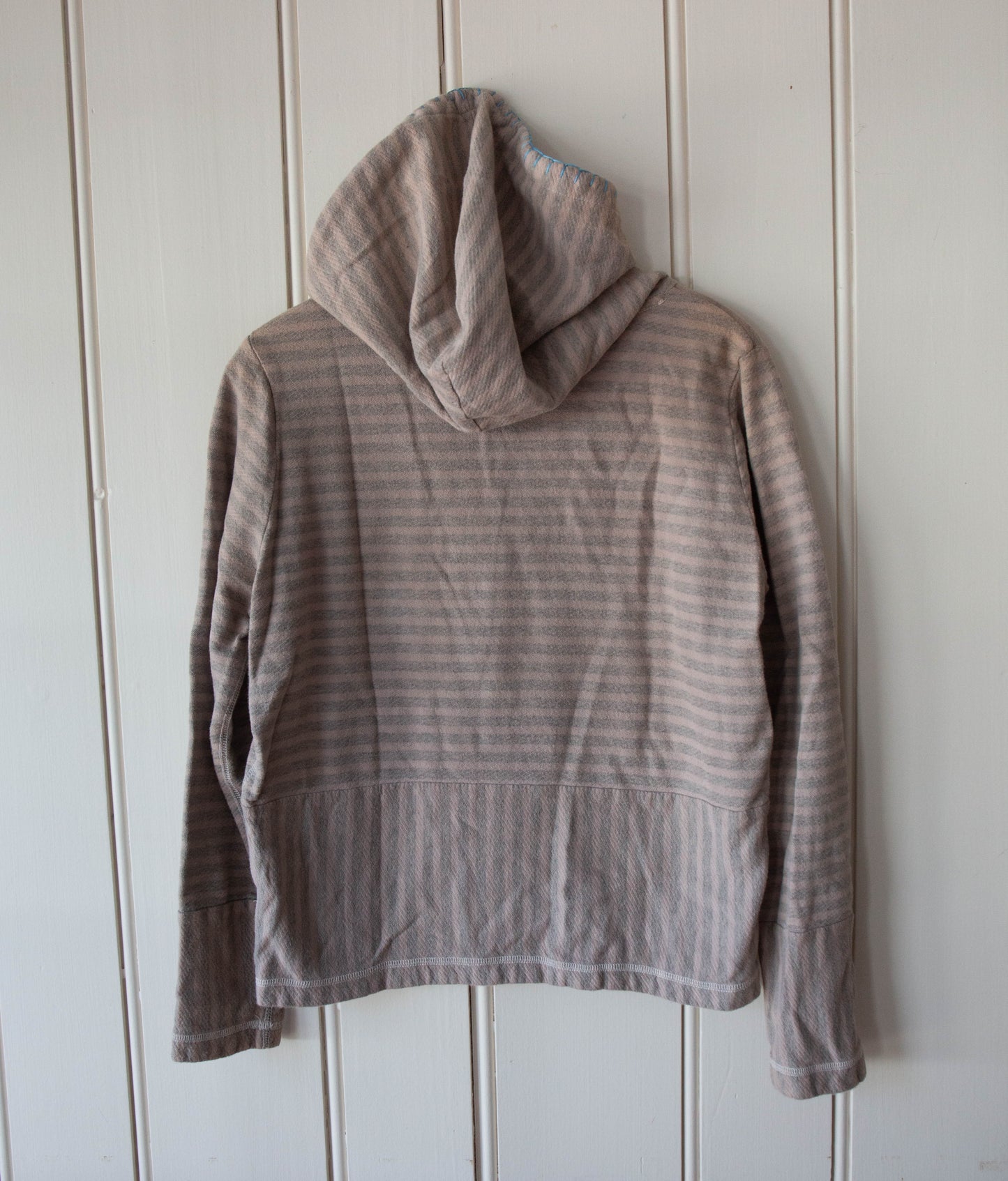 Naturally Dyed Long Sleeve Striped Shirt w/ Blanket Stitch, Medium