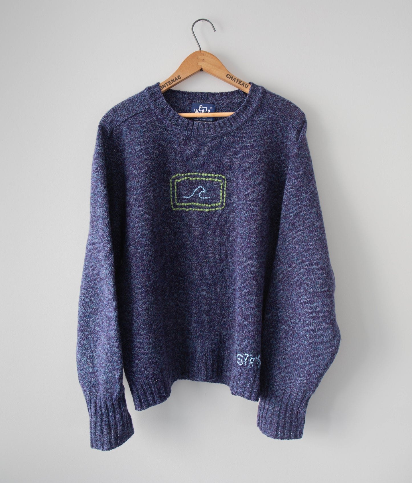 Vintage Wool Wave Sweater in Plum/Indigo, Large