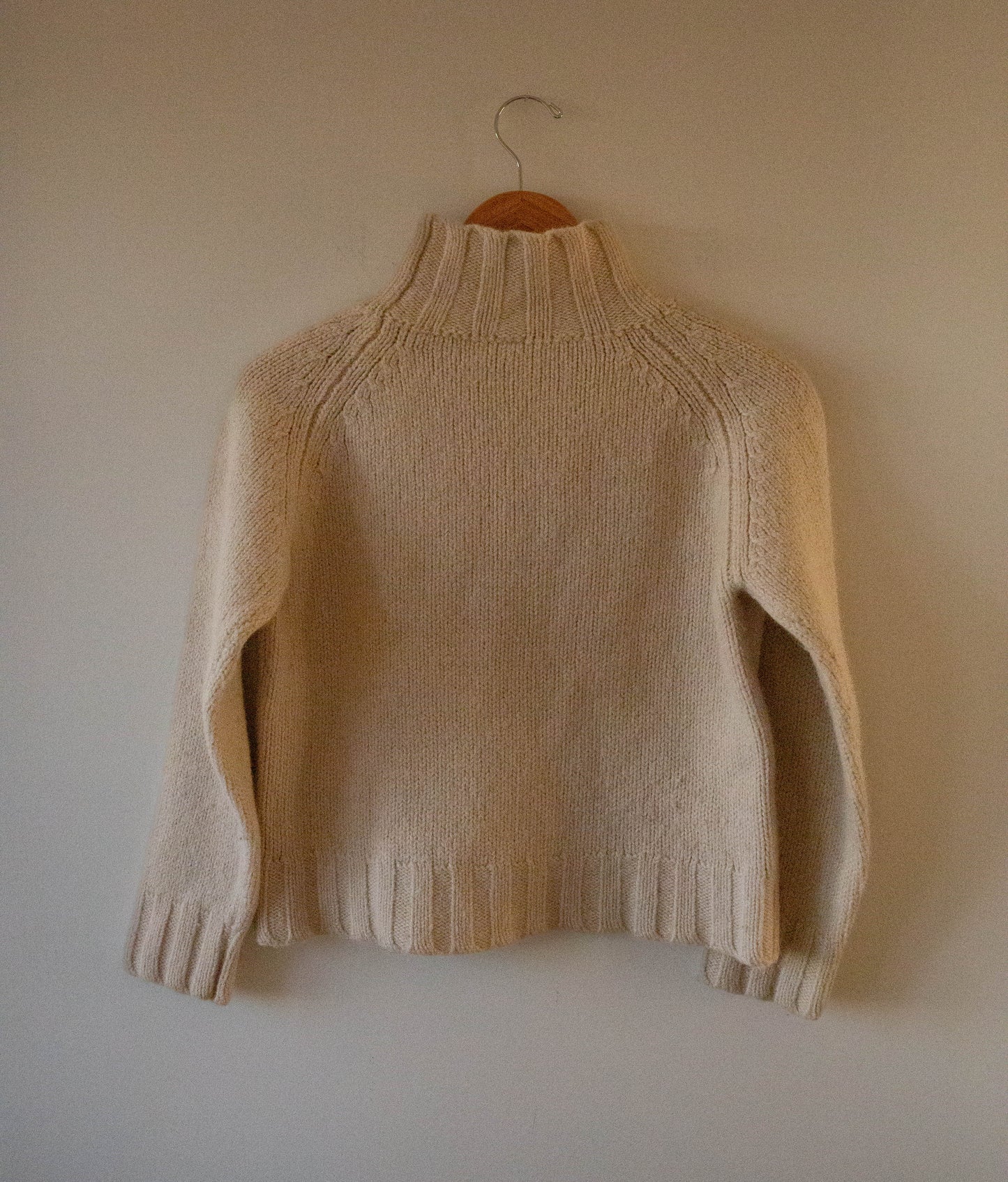 Cream Mock Neck Boxy Fish Sweater, Small