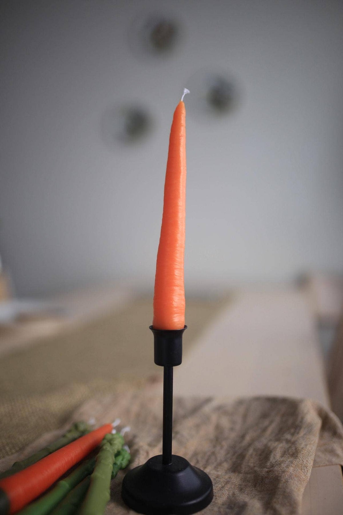 Carrot Beeswax Taper Candles, Set of 2