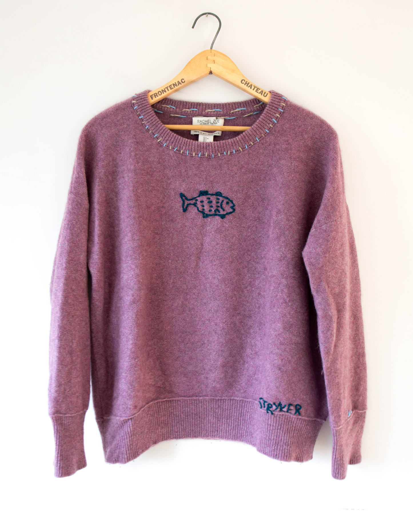 Fish Cashmere Sweater in Mauve, L