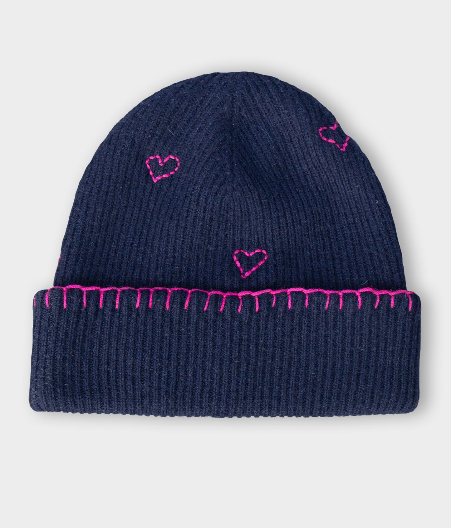 Wool + Cashmere Heart Hat, Navy