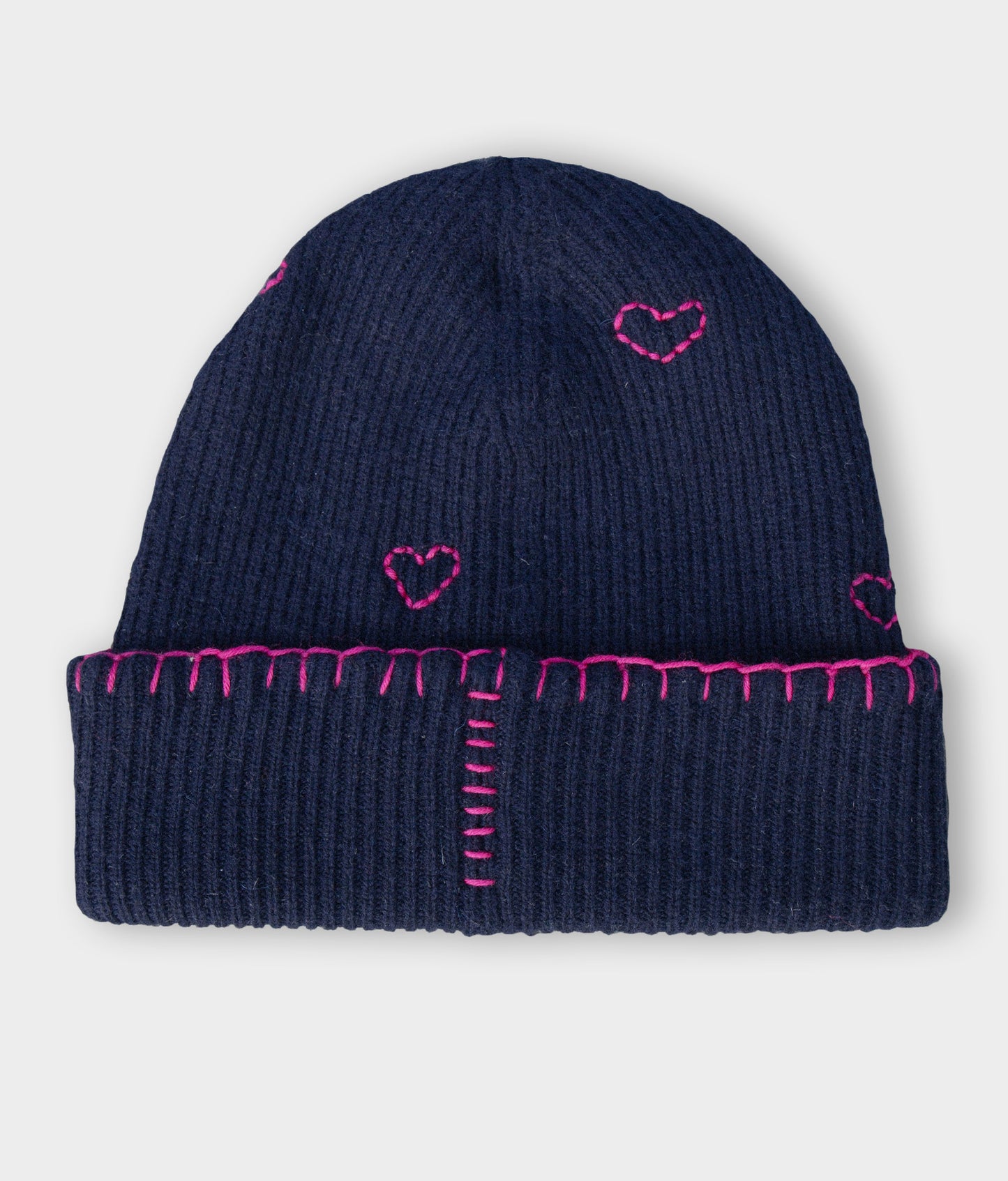 Wool + Cashmere Heart Hat, Navy