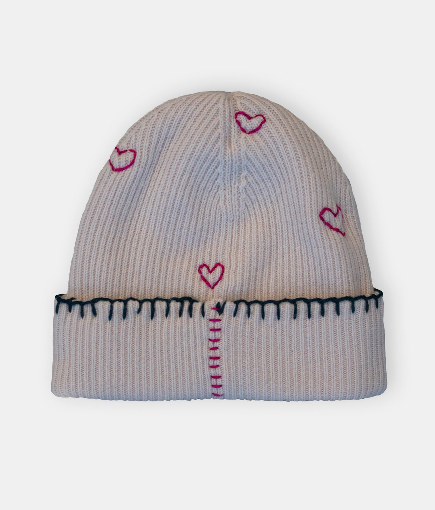 Wool + Cashmere Heart Hat, Cream