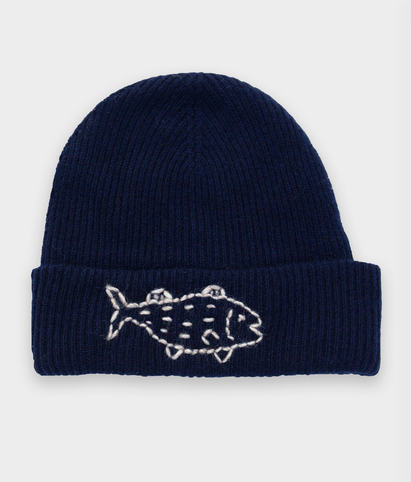 Striper Wool-Cashmere Beanie, Navy