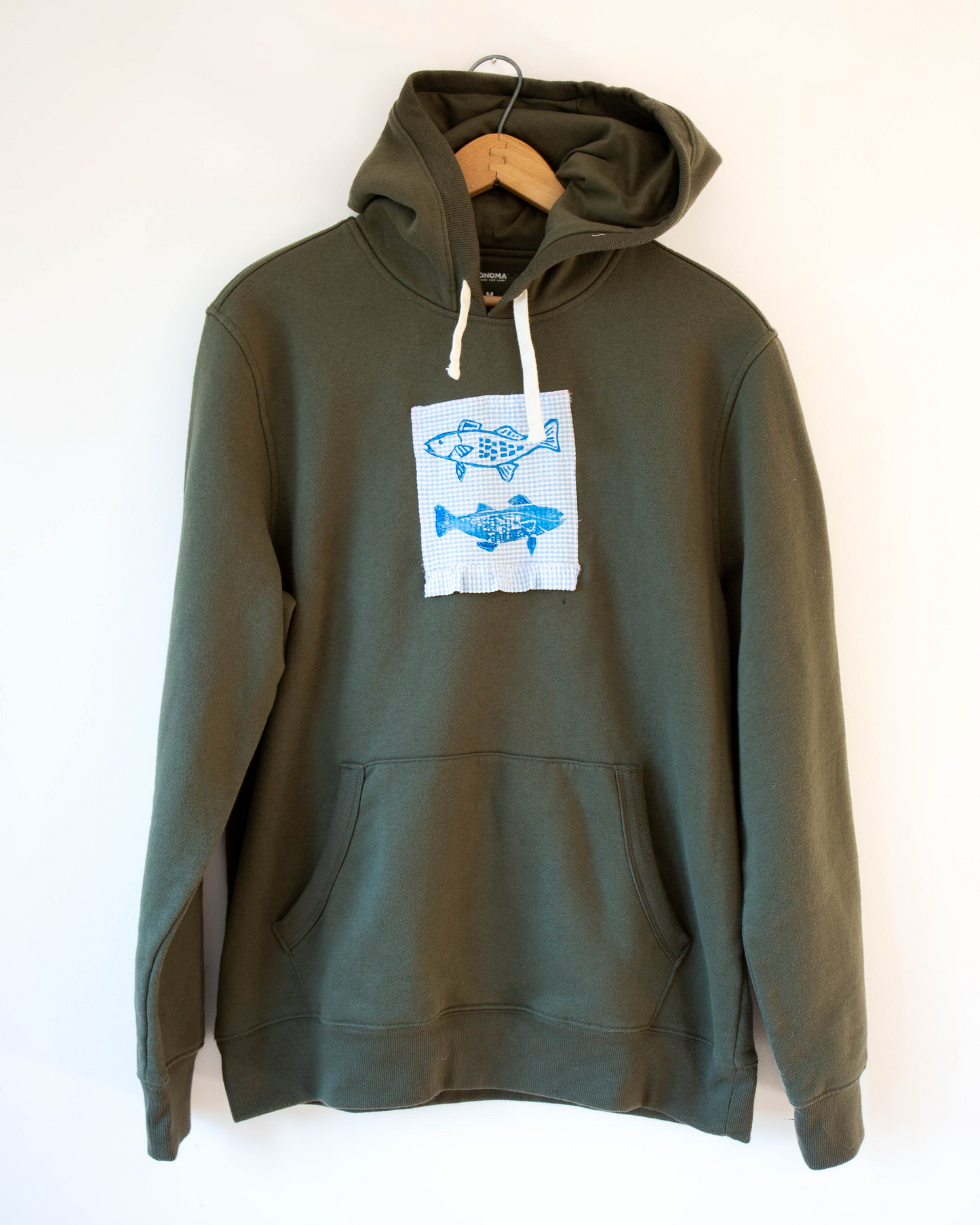 Olive Ruffle Gingham Hoodie, M