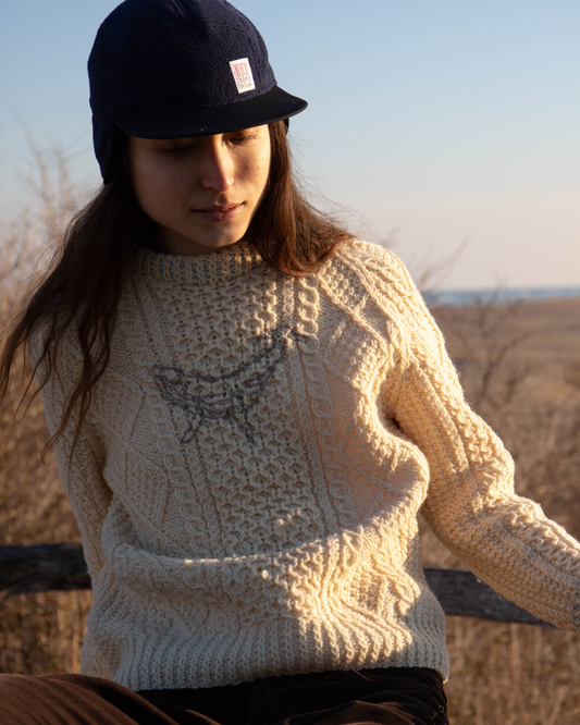 Whale Cableknit Wool Sweater, Small/Med