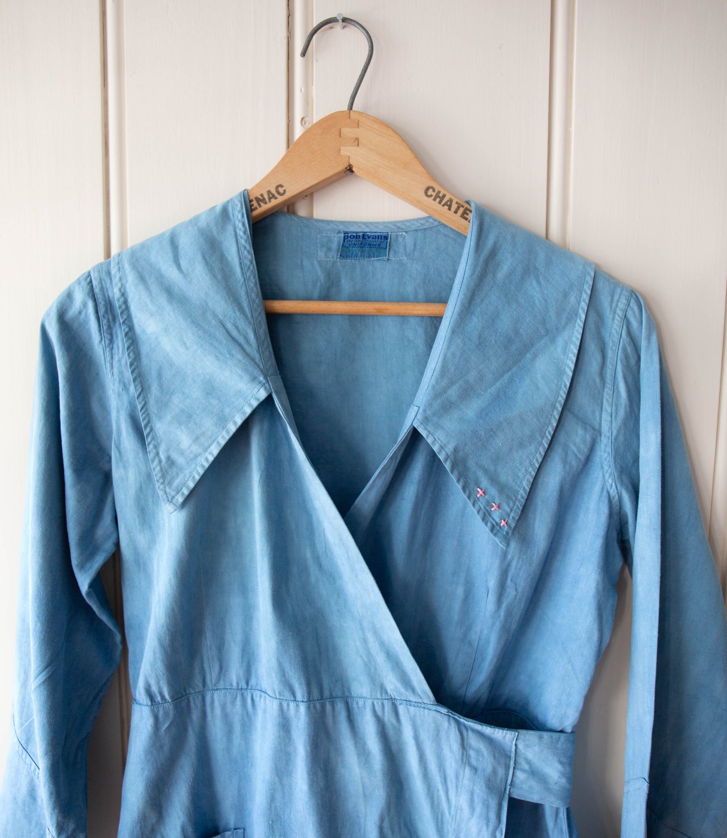 Vintage Indigo Dyed Work Wrap Dress