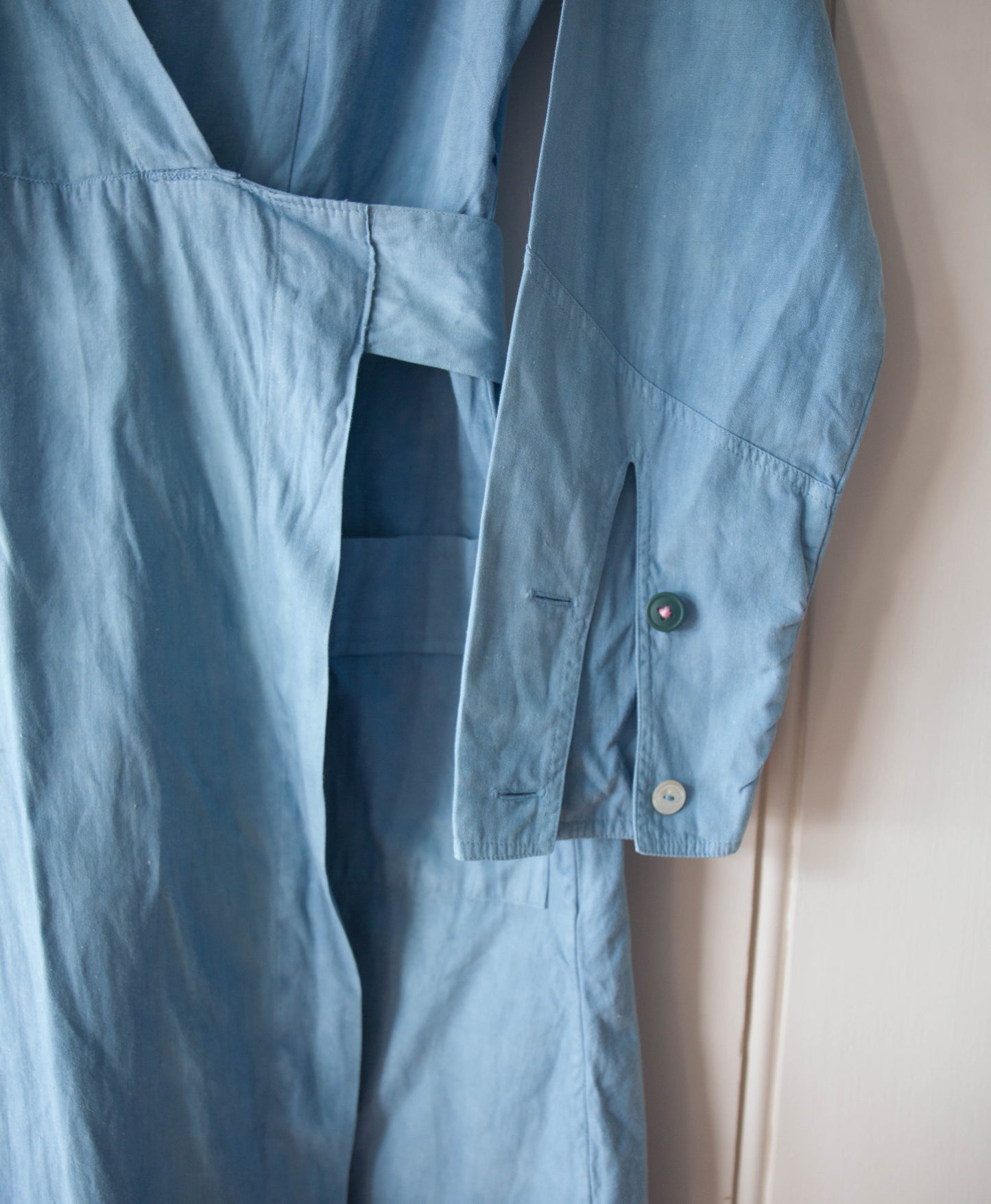 Vintage Indigo Dyed Work Wrap Dress