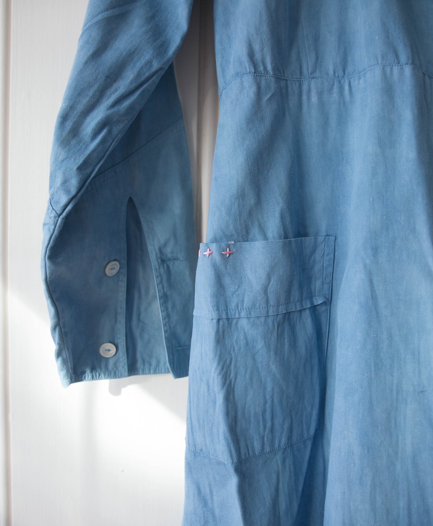 Vintage Indigo Dyed Work Wrap Dress