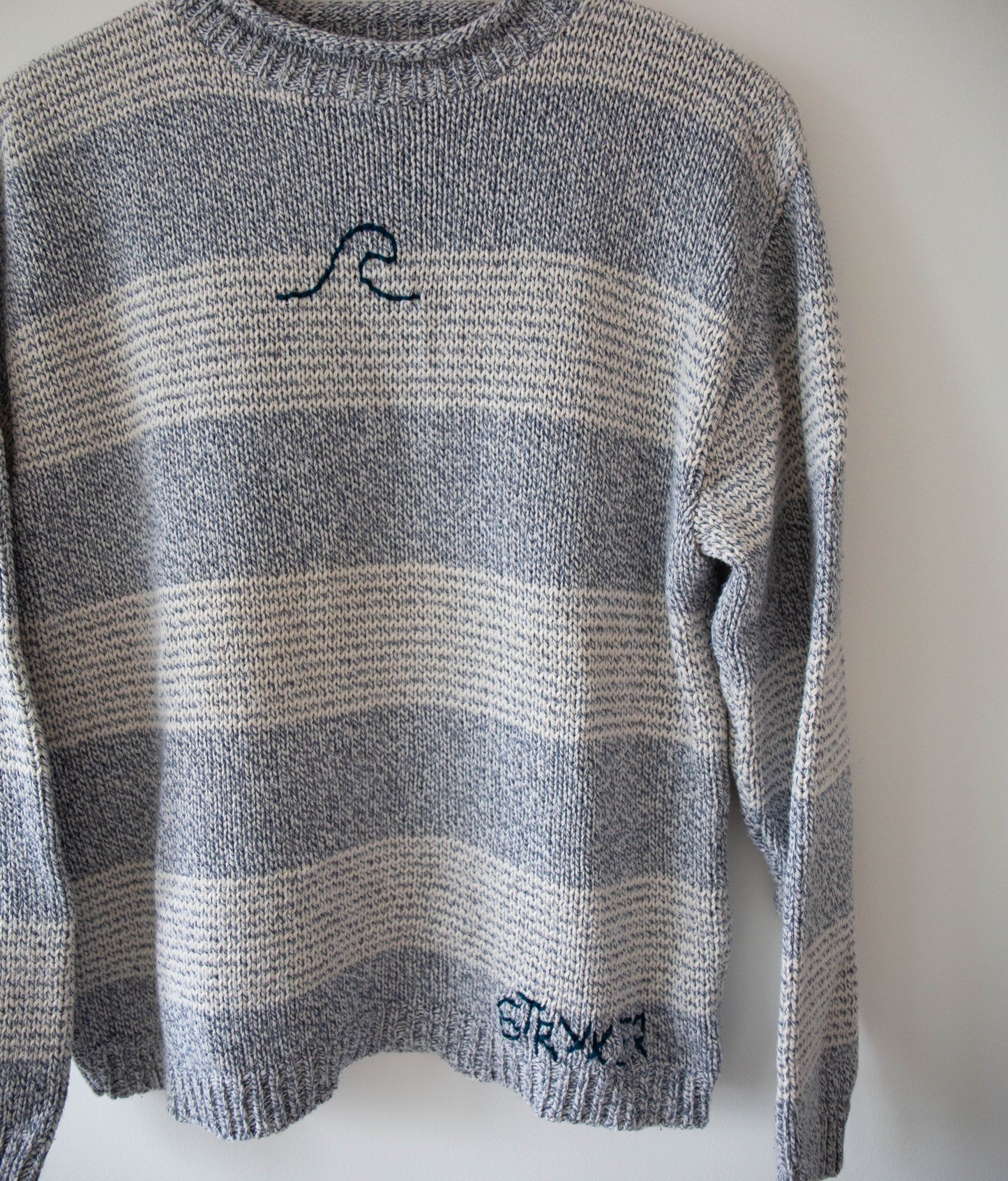 Cotton Striped Rollneck Fish Sweater, Medium