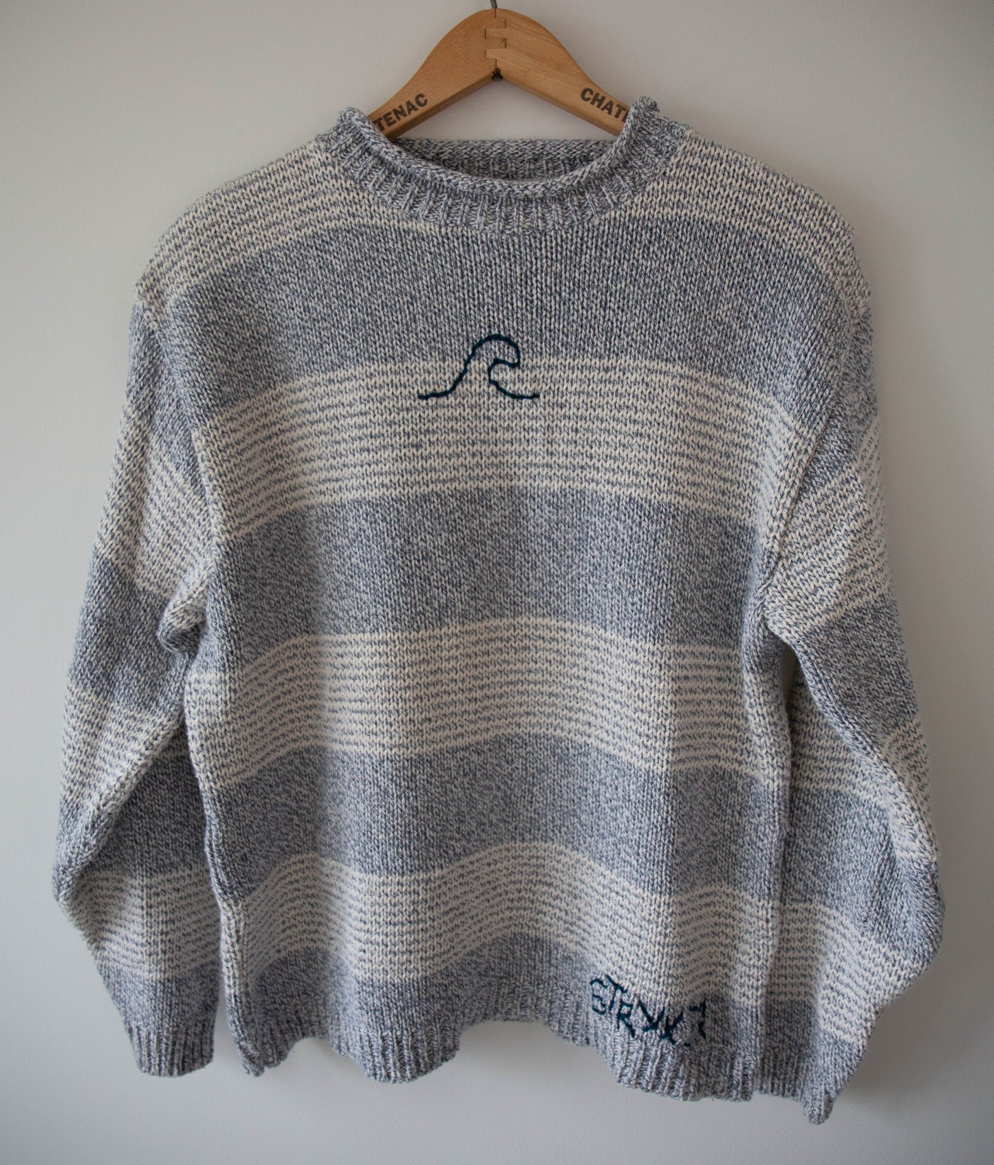 Cotton Striped Rollneck Fish Sweater, Medium