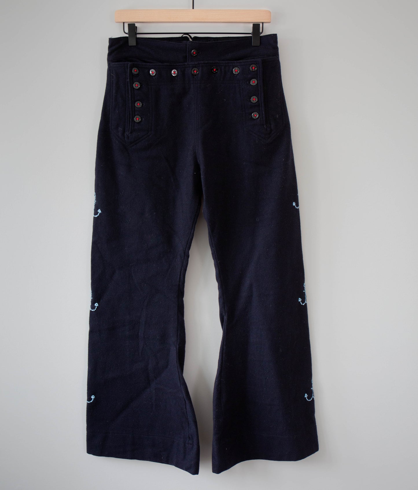 Vintage Navy Wool Sailor Pants, 30"