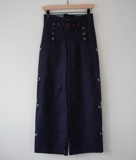 Vintage Navy Wool Sailor Pants, 26"