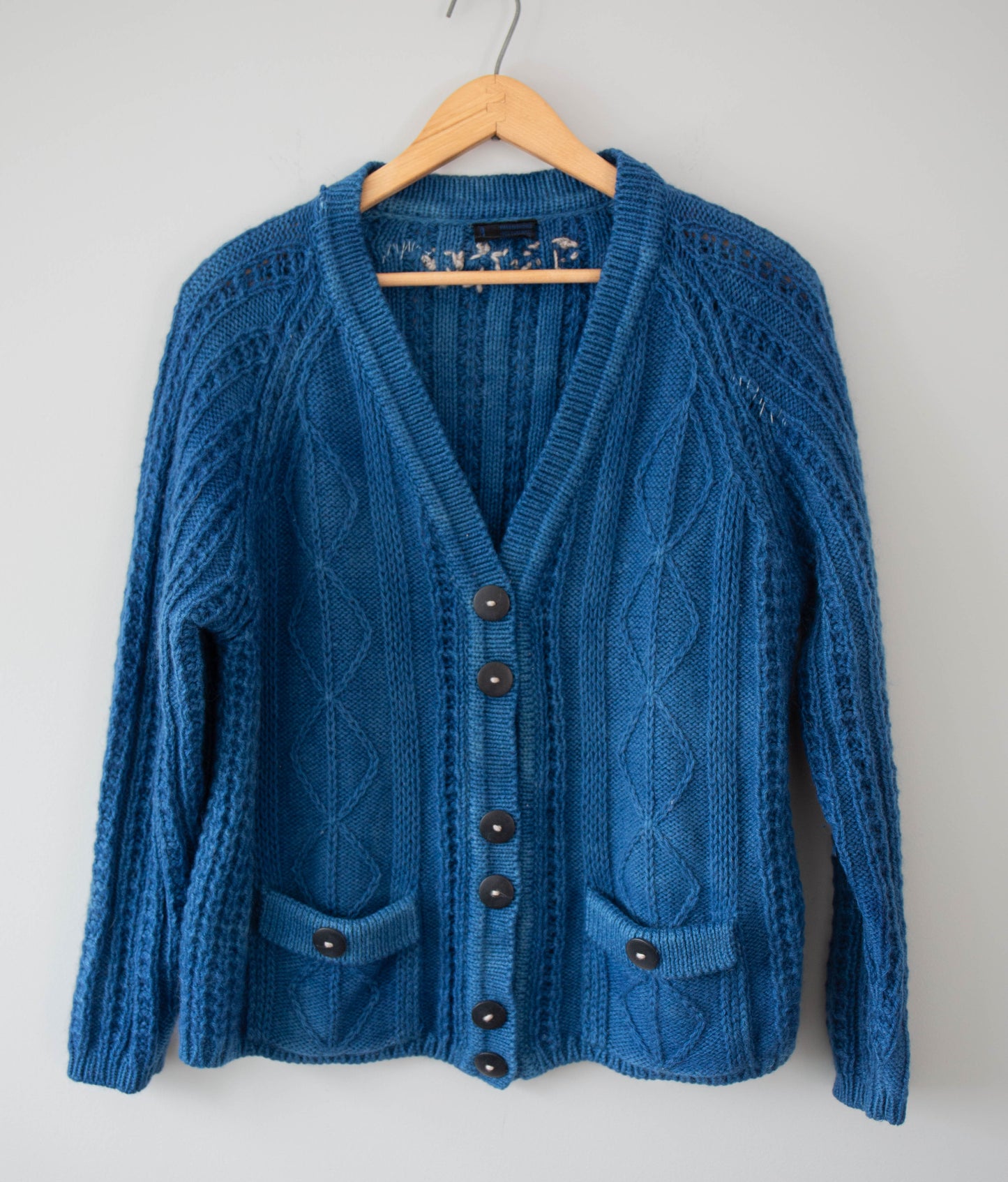 Indigo Dyed Wool Cardigan, S/M