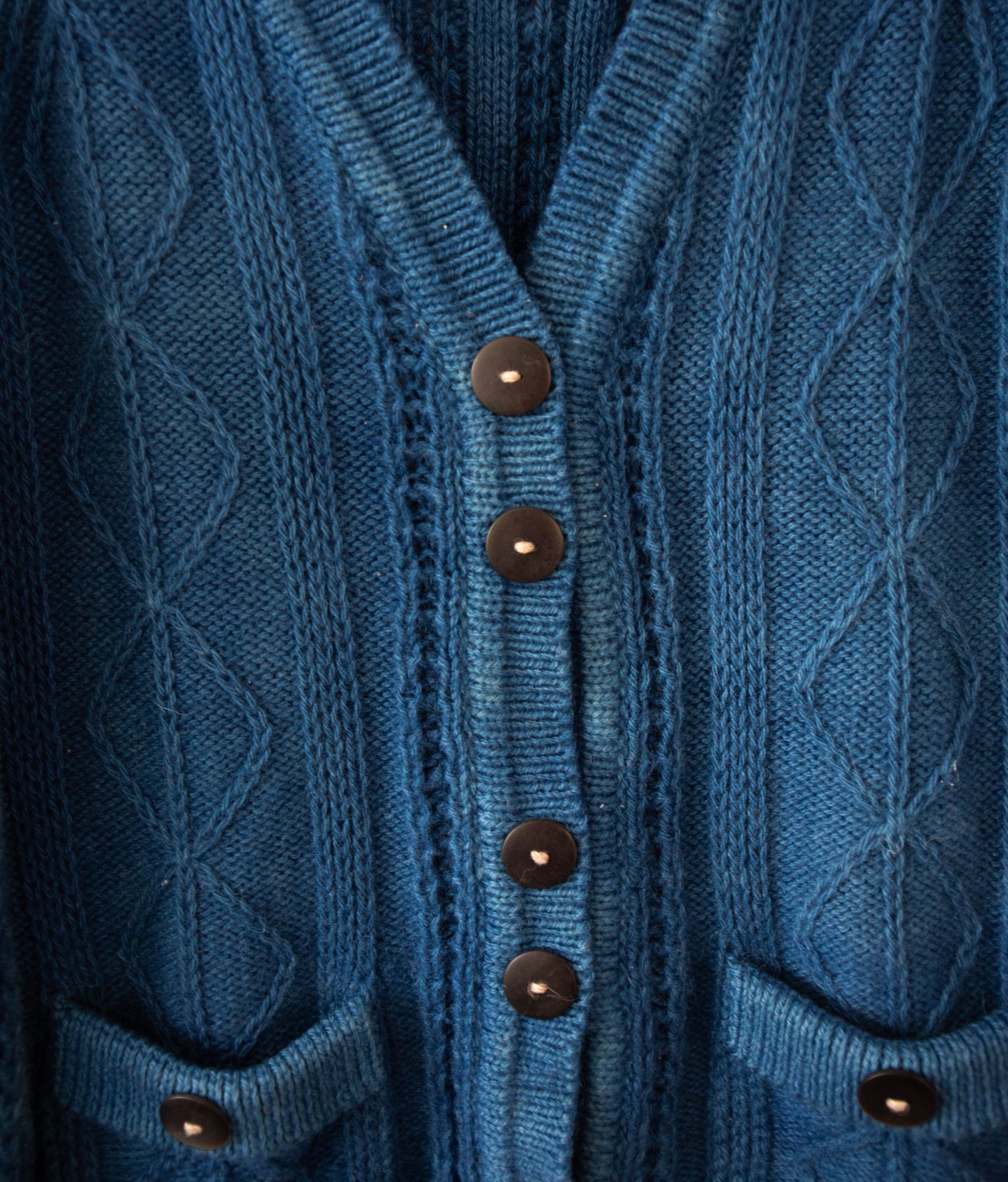 Indigo Dyed Wool Cardigan, S/M