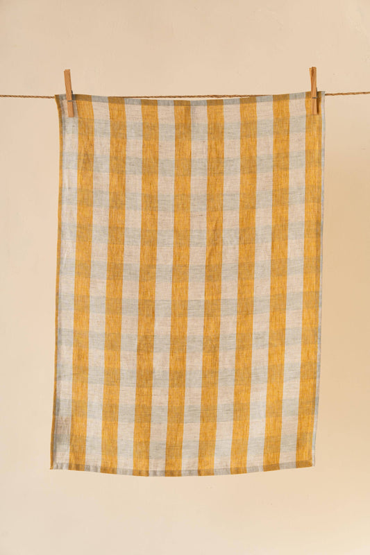 Clara Linen Kitchen Towel, Mustrad Gingham